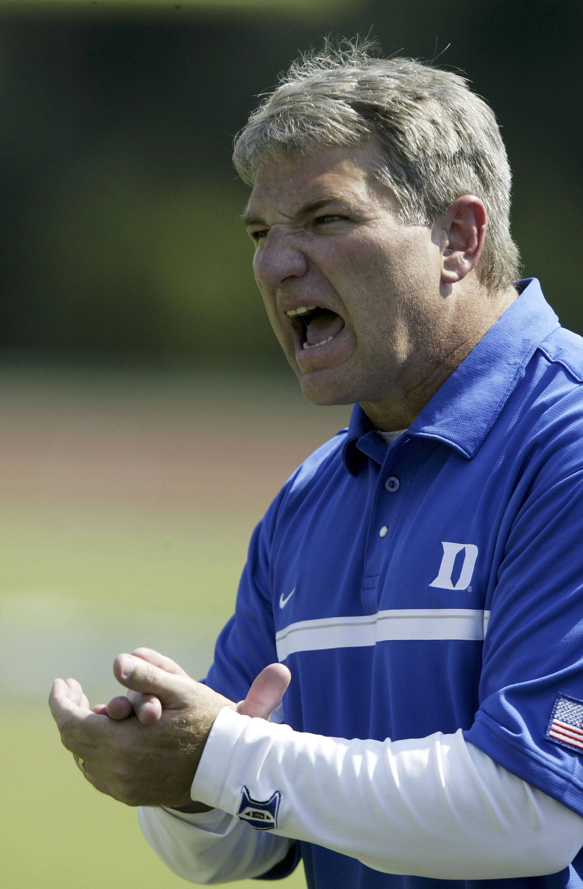 DURHAM, NC - SEPTEMBER 10:  Duke Blue Devils Head Coach Ted Roof during their 45-0 loss to the Virginia Tech Hokies at Wallace Wade Stadium on September 10, 2005 in Durham, North Carolina. (Photo by Craig Jones/Getty Images)