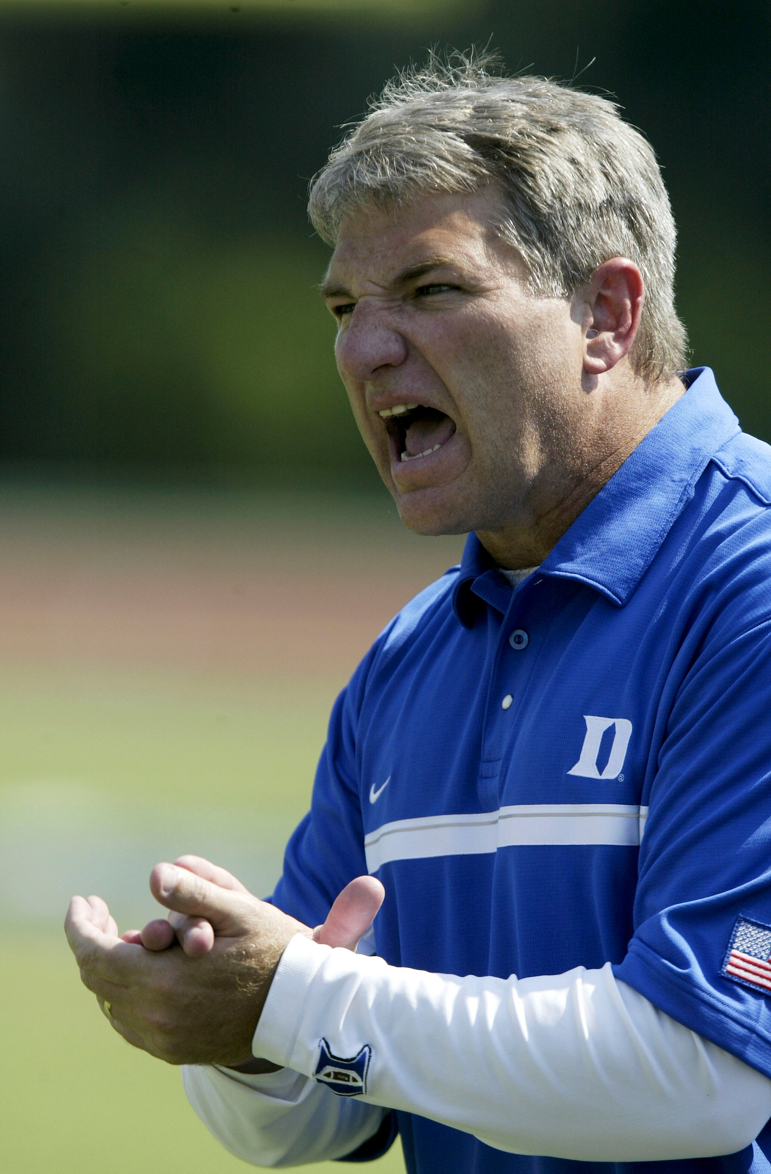 DURHAM, NC - SEPTEMBER 10:  Duke Blue Devils Head Coach Ted Roof during their 45-0 loss to the Virginia Tech Hokies at Wallace Wade Stadium on September 10, 2005 in Durham, North Carolina. (Photo by Craig Jones/Getty Images)