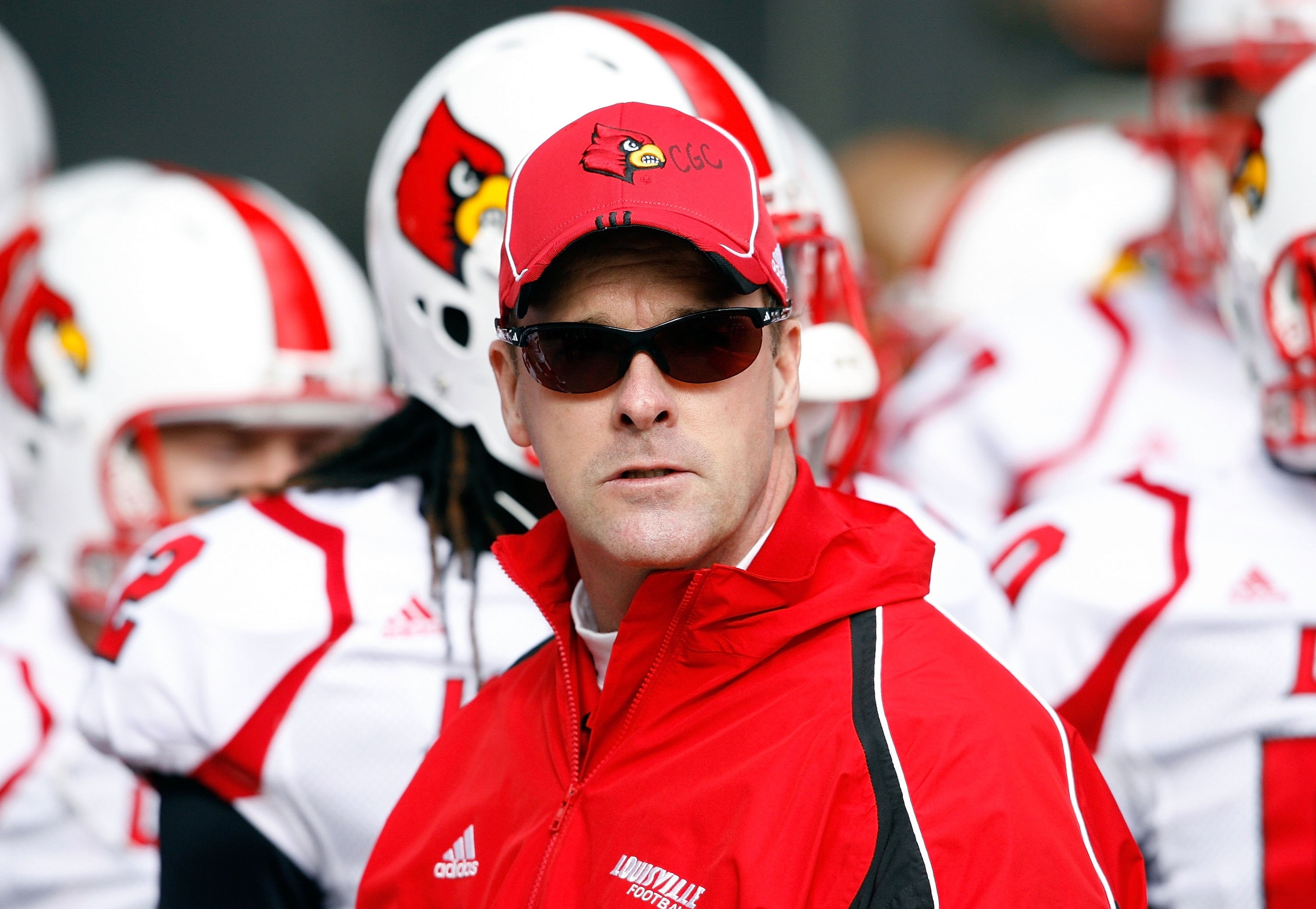 CINCINNATI - OCTOBER 24:  Steve Kragthorpe the Head Coach of the Louisville Cardinals is pictured during the Big East Conference game against the Cincinnati Bearcats at Nippert Stadium on October 24, 2009 in Cincinnati, Ohio.  (Photo by Andy Lyons/Getty I