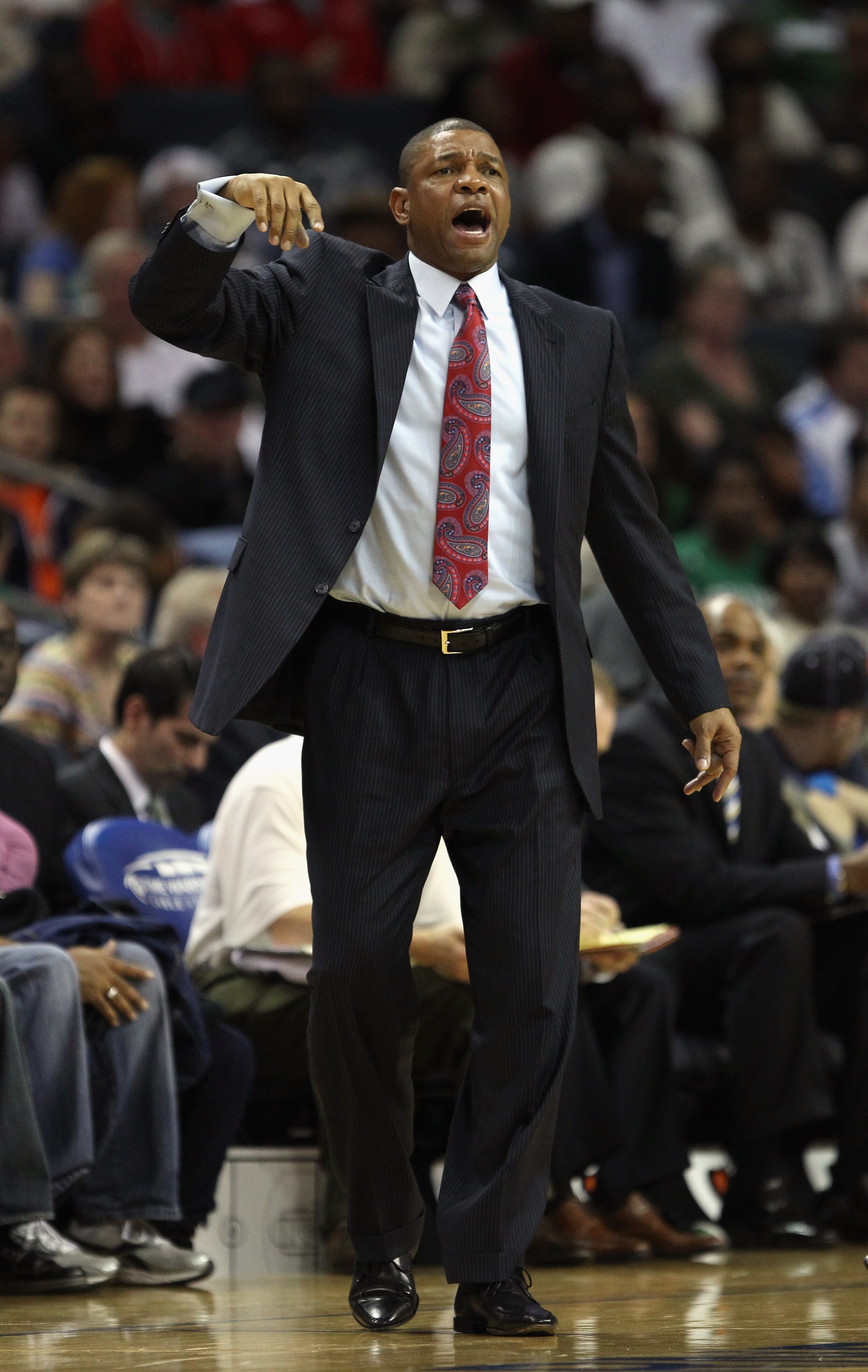 CHARLOTTE, NC - DECEMBER 11:  Head coach Doc Rivers of the Boston Celtics yells to his team against the Charlotte Bobcats during their game at Time Warner Cable Arena on December 11, 2010 in Charlotte, North Carolina. NOTE TO USER: User expressly acknowle