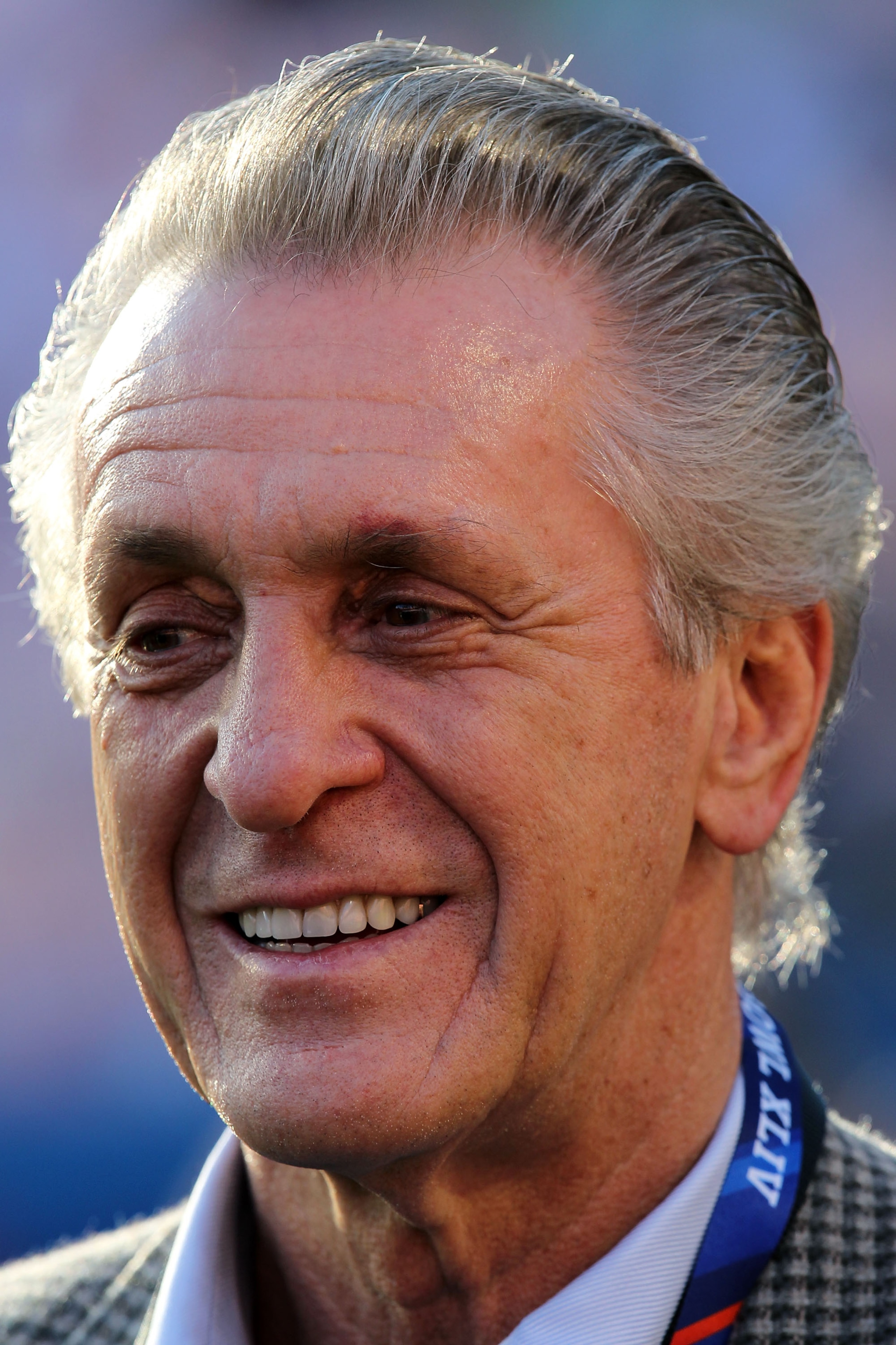 MIAMI GARDENS, FL - FEBRUARY 07:  Miami Heat Team President Pat Riley watches on the sideline prior to the start of Super Bowl XLIV between the Indianapolis Colts and the New Orleans Saints on February 7, 2010 at Sun Life Stadium in Miami Gardens, Florida