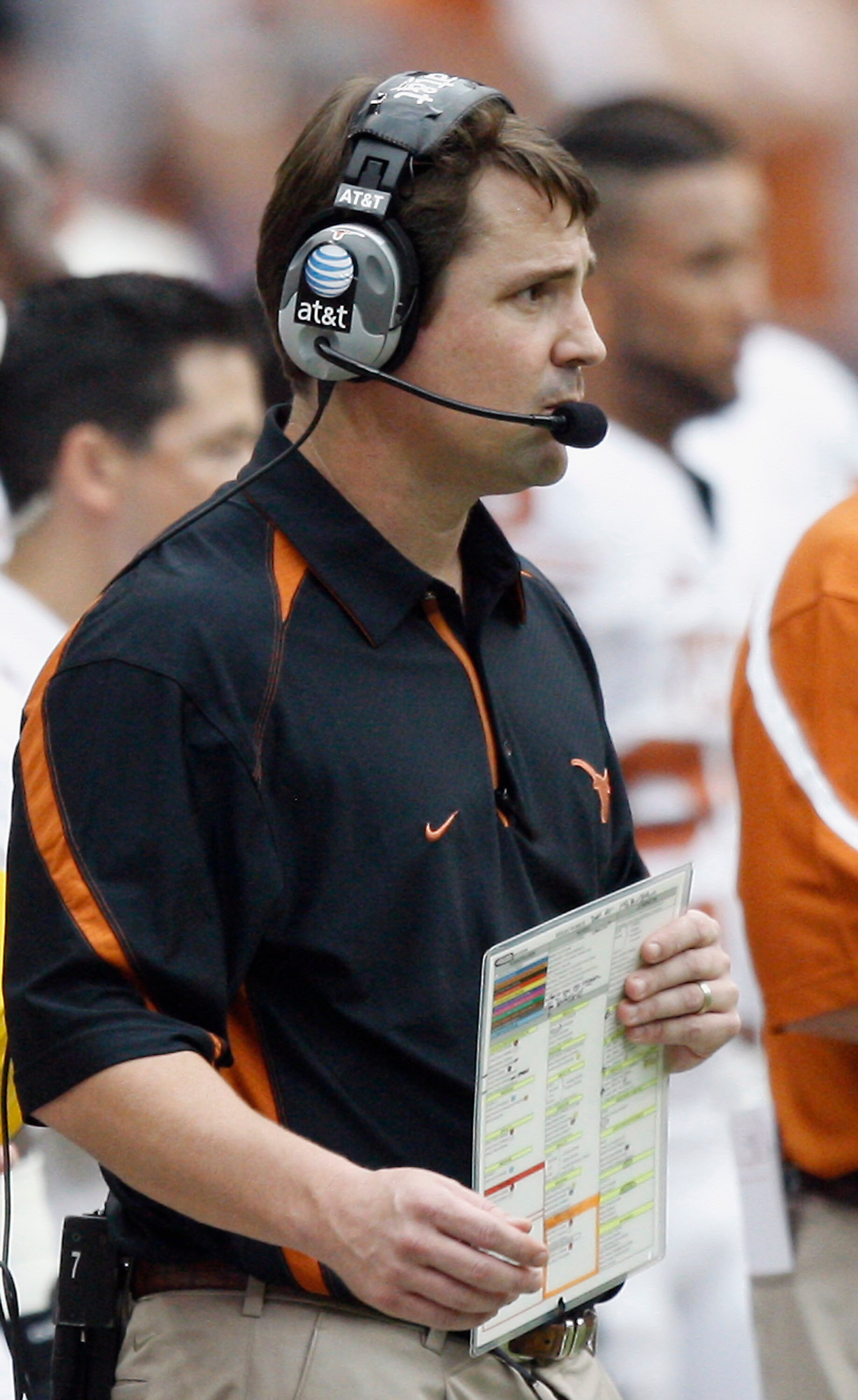 HOUSTON - SEPTEMBER 04:  Defensive Coordinator/Linebackers coach Will Muschamp watches from the sidelines during a game against the Rice Owls at Reliant Stadium on September 4, 2010 in Houston, Texas.  (Photo by Bob Levey/Getty Images)