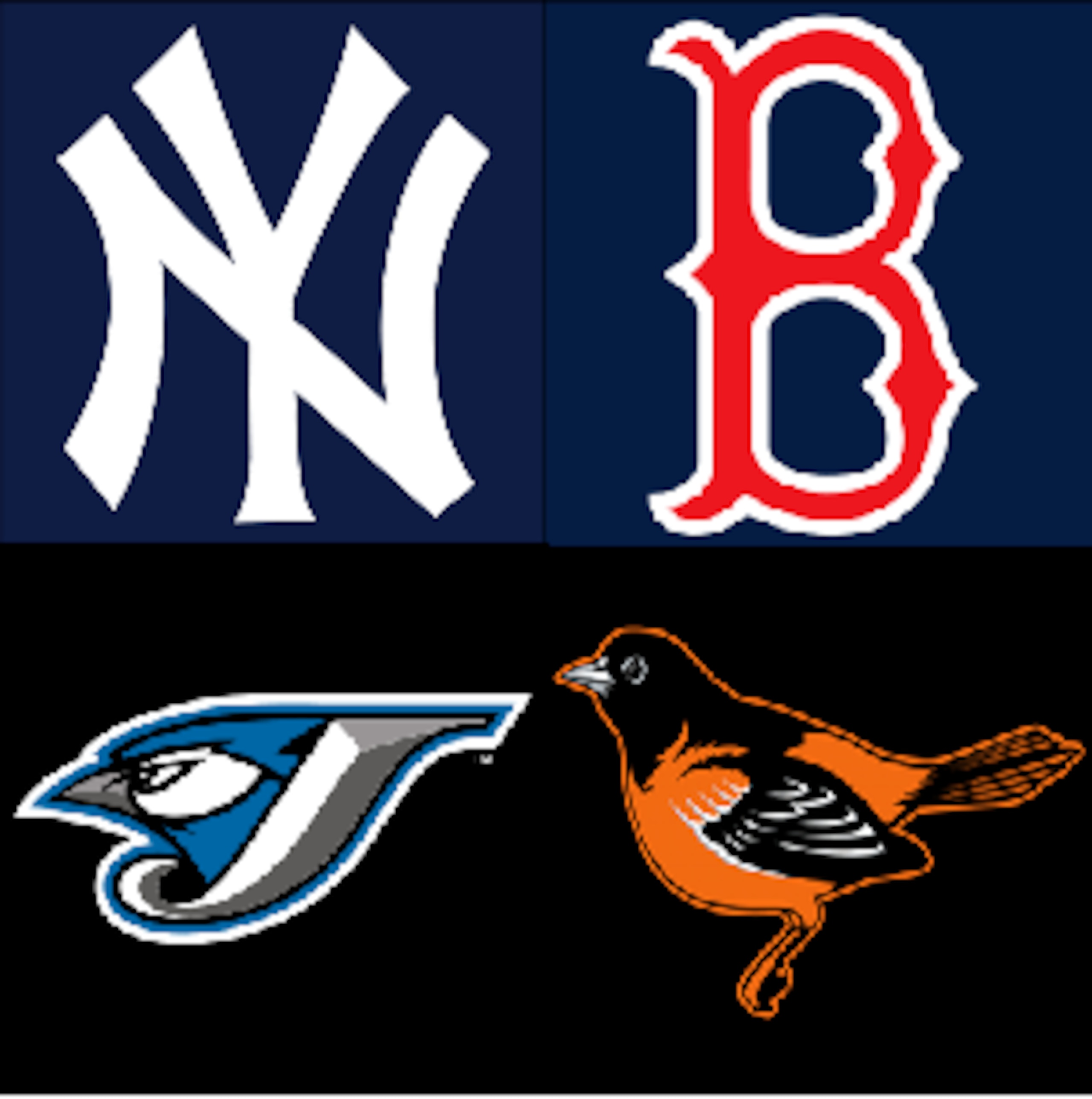 New York Yankees, Boston Red Sox, Toronto Blue Jays, Baltimore Orioles