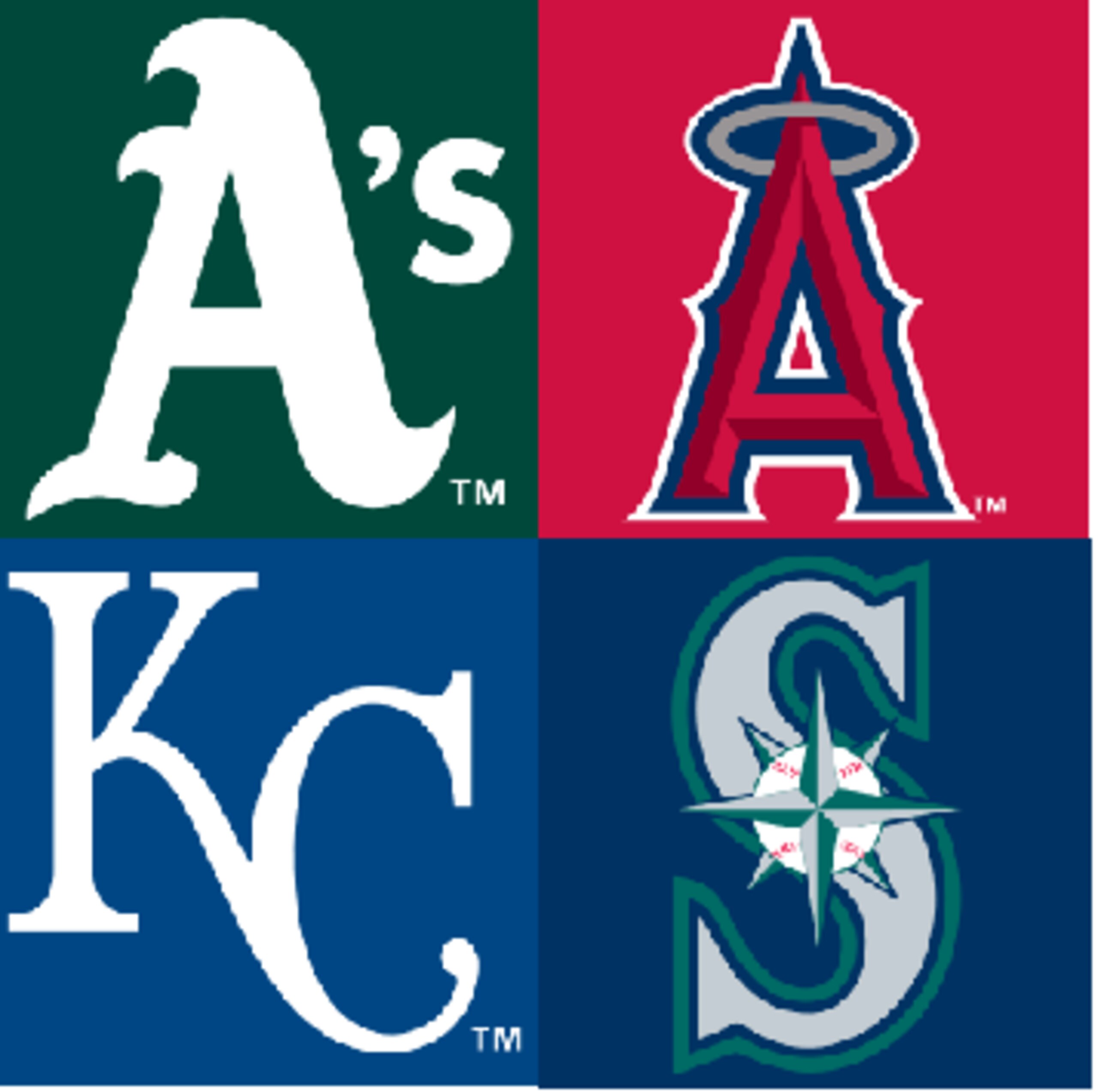 Oakland Athletics, Los Angeles Angels of Anaheim, Kansas City Royals, Seattle Mariners