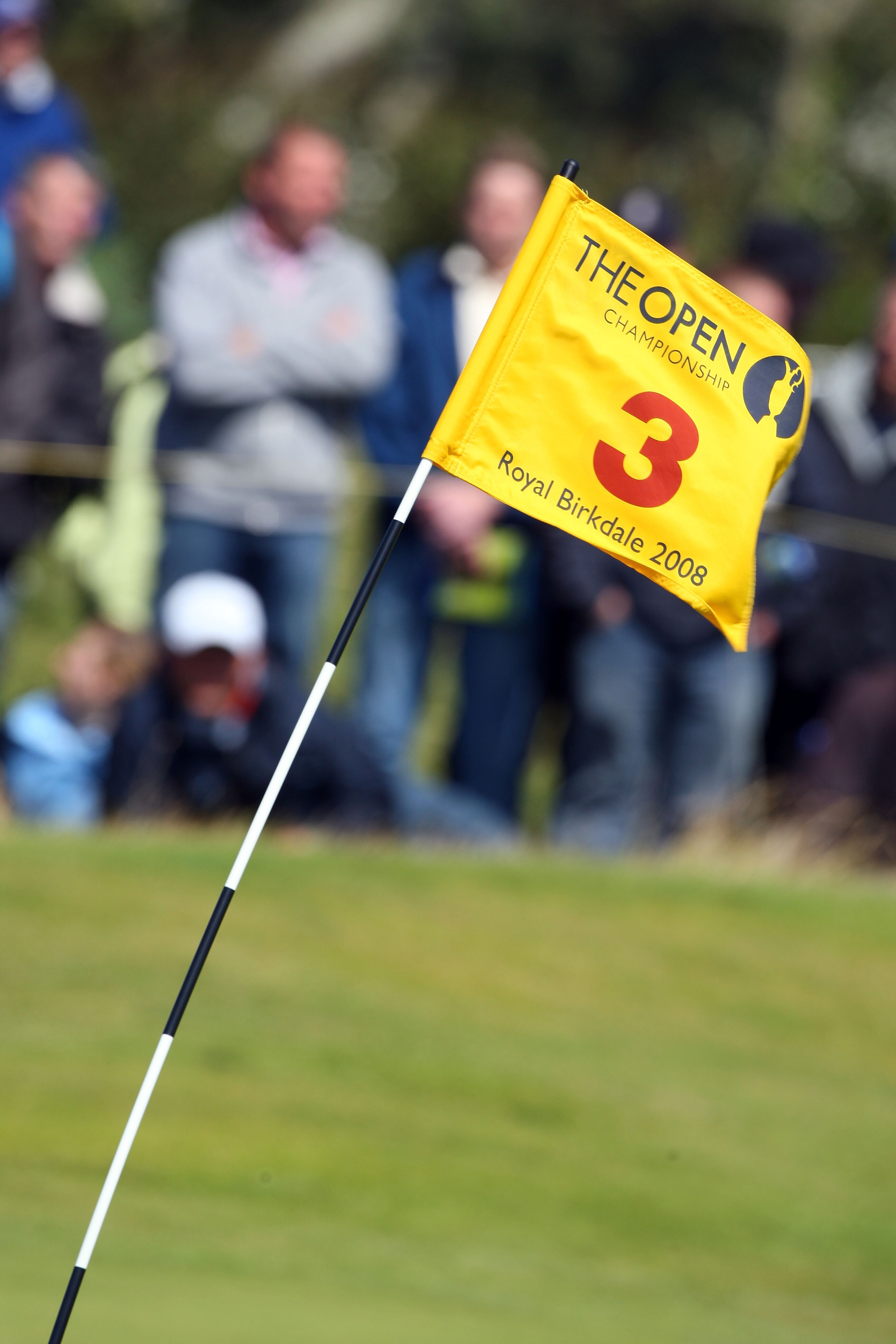 SOUTHPORT, UNITED KINGDOM - JULY 19:  The wind blows the flagstick on the 3rd green during the third round of the 137th Open Championship on July 19, 2008 at Royal Birkdale Golf Club, Southport, England.  (Photo by Stuart Franklin/Getty Images)