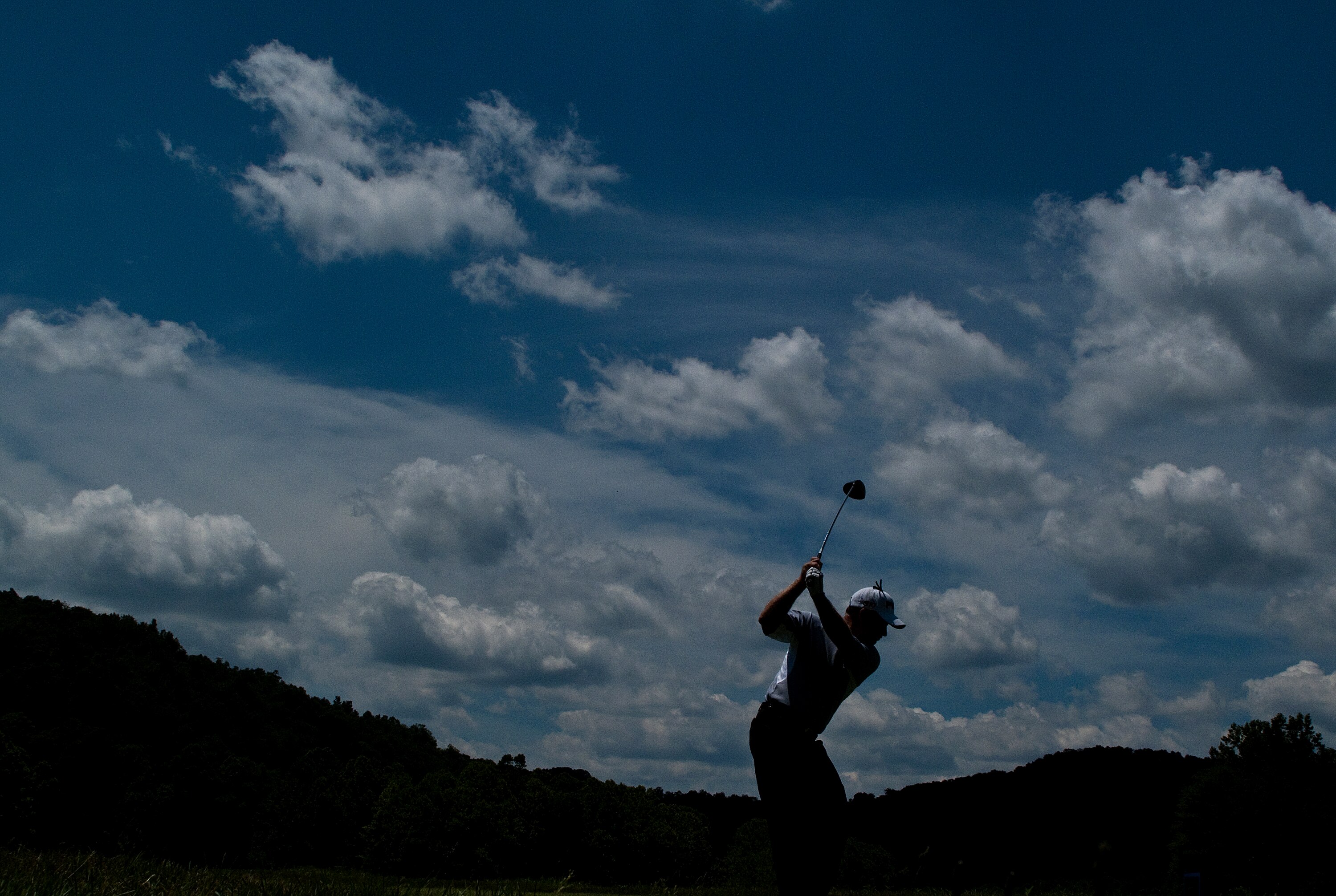 BRIDGEPORT, WV - JUNE 27: Bob May tee's off on the sixth hole during the third round of the Nationwide Tour Players Cup at Pete Dye Golf Club on June 27, 2009 in Bridgeport, West Virginia. (Photo by Chris Keane/Getty Images)