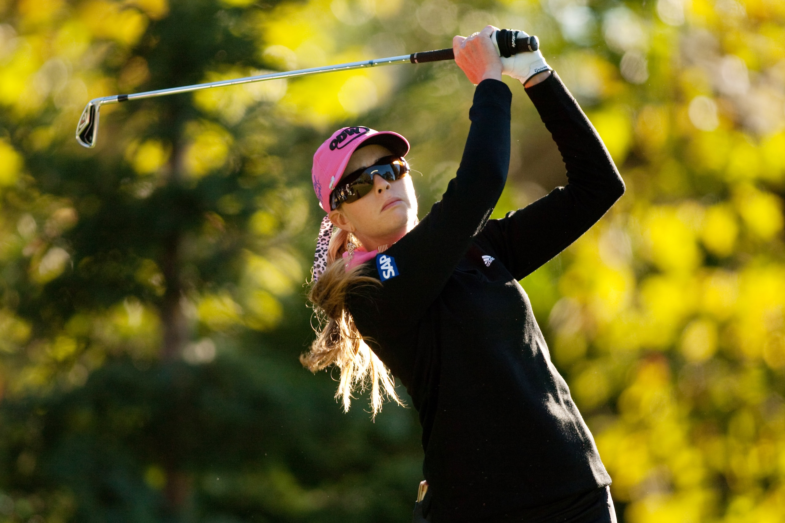 DANVILLE, CA - OCTOBER 15: Paula Creamer follows through on a tee shot during the second round of the CVS/Pharmacy LPGA Challenge at Blackhawk Country Club on October 15, 2010 in Danville, California. (Photo by Darren Carroll/Getty Images)