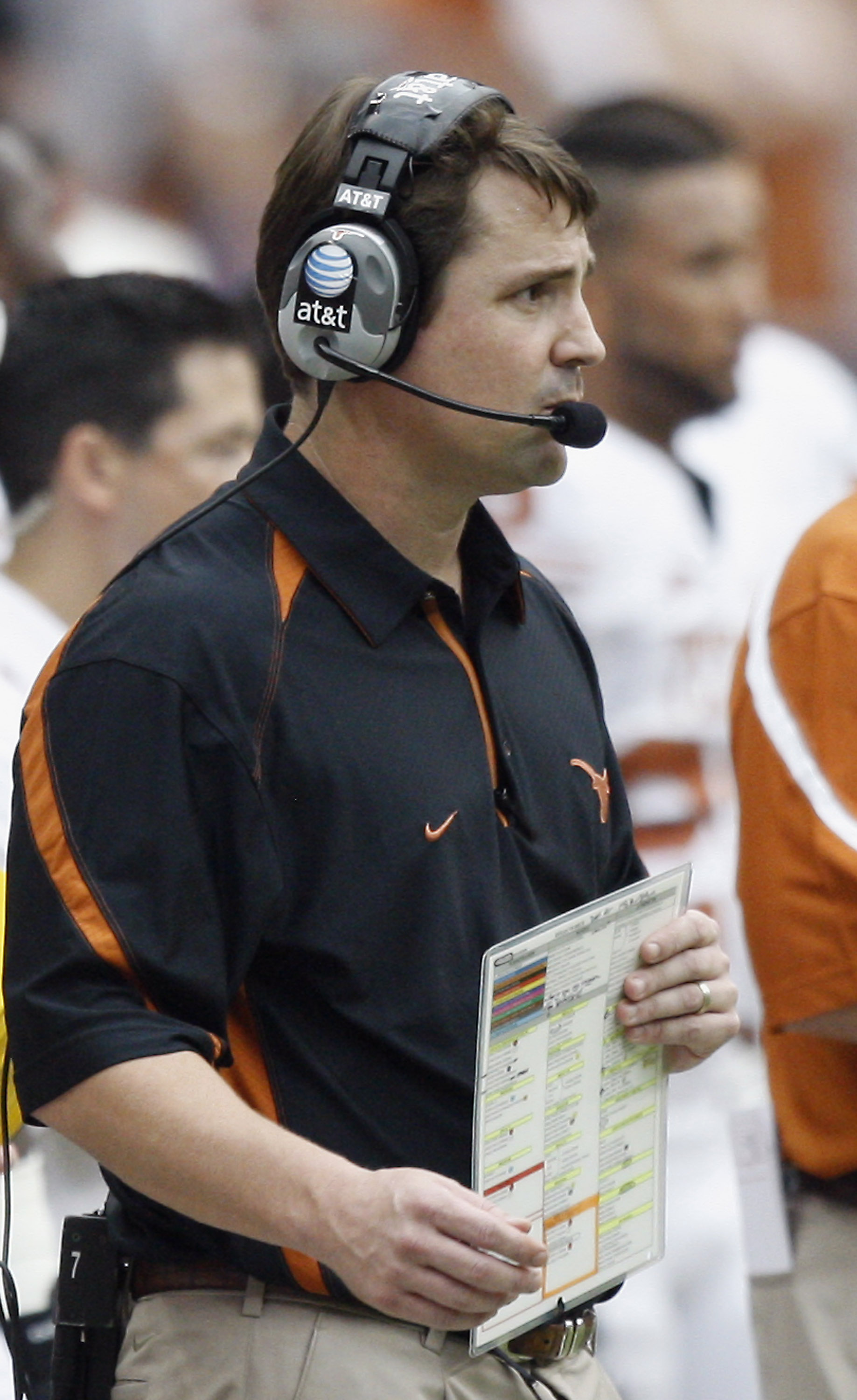 HOUSTON - SEPTEMBER 04:  Defensive Coordinator/Linebackers coach Will Muschamp watches from the sidelines during a game against the Rice Owls at Reliant Stadium on September 4, 2010 in Houston, Texas.  (Photo by Bob Levey/Getty Images)