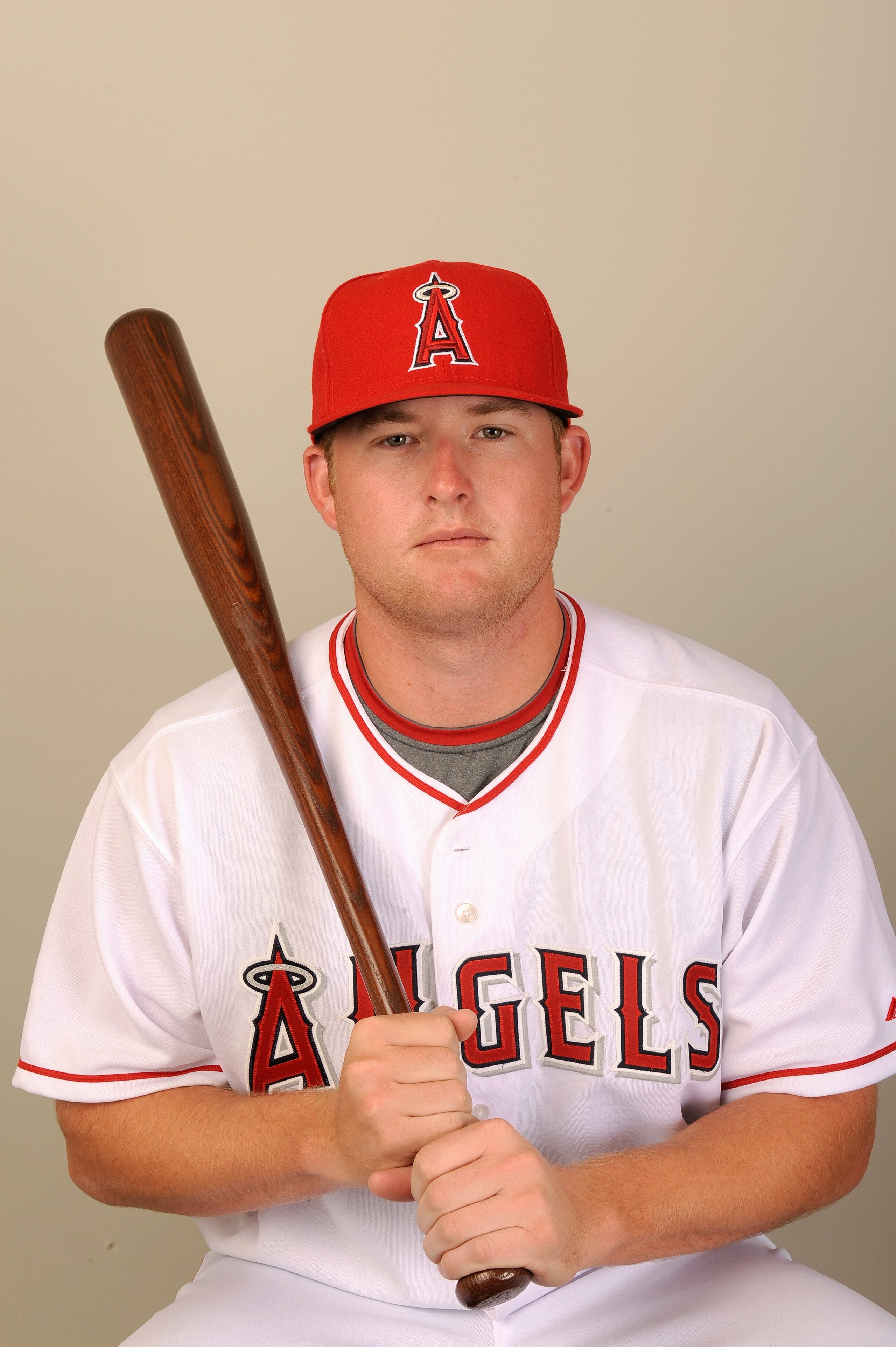 TEMPE, AZ - FEBRUARY 25:  Mark Trumbo #35 of the Los Angeles Angels of Anaheim poses during photo day at Tempe Diablo Stadium on February 25, 2009 in Tempe, Arizona. (Photo by Kevork Djansezian/Getty Images)