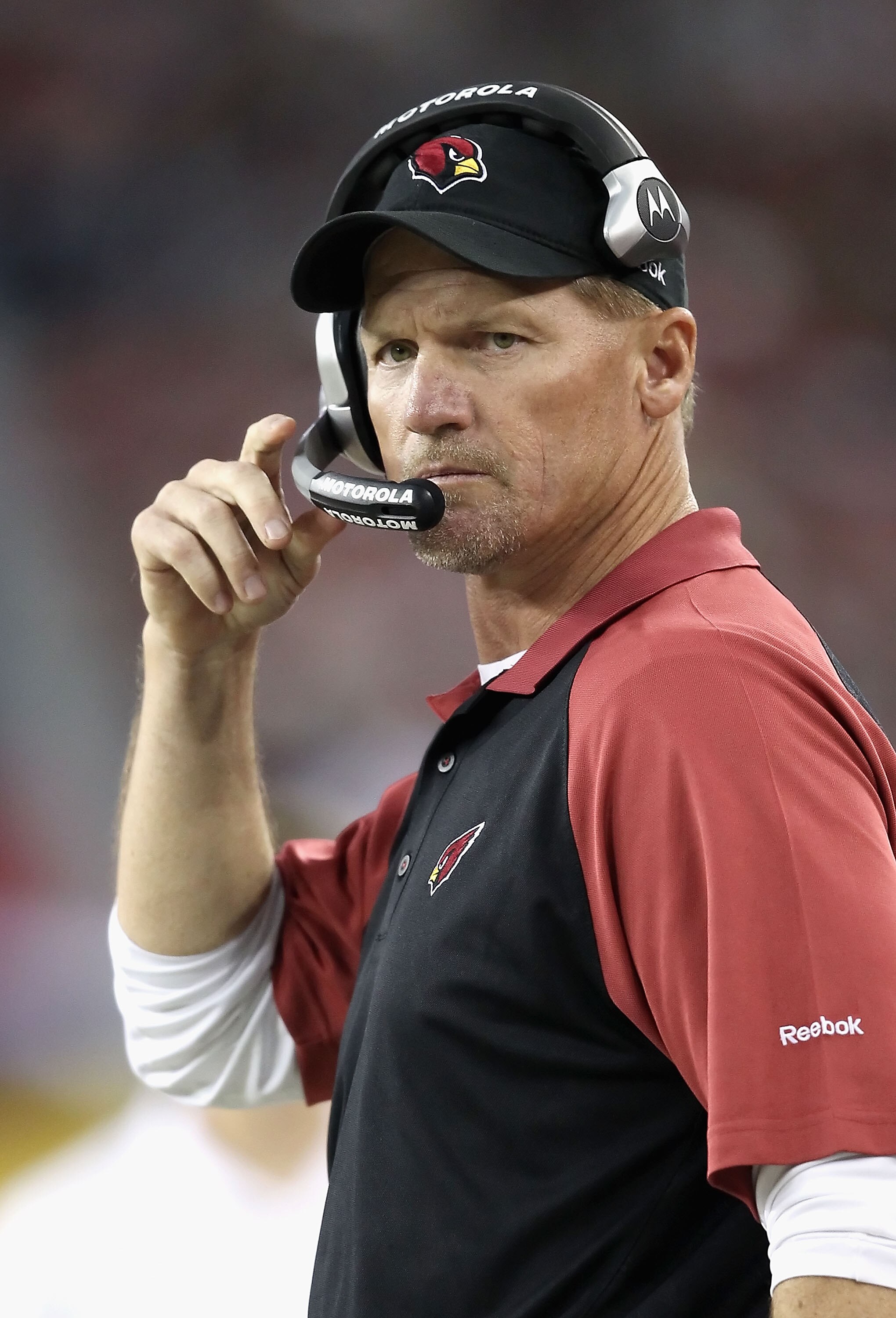 GLENDALE, AZ - DECEMBER 12:  Head coach  Ken Whisenhunt of the Arizona Cardinals watches from the sidelines during the NFL game against the Denver Broncos at the University of Phoenix Stadium on December 12, 2010 in Glendale, Arizona. The Cardinals defeat