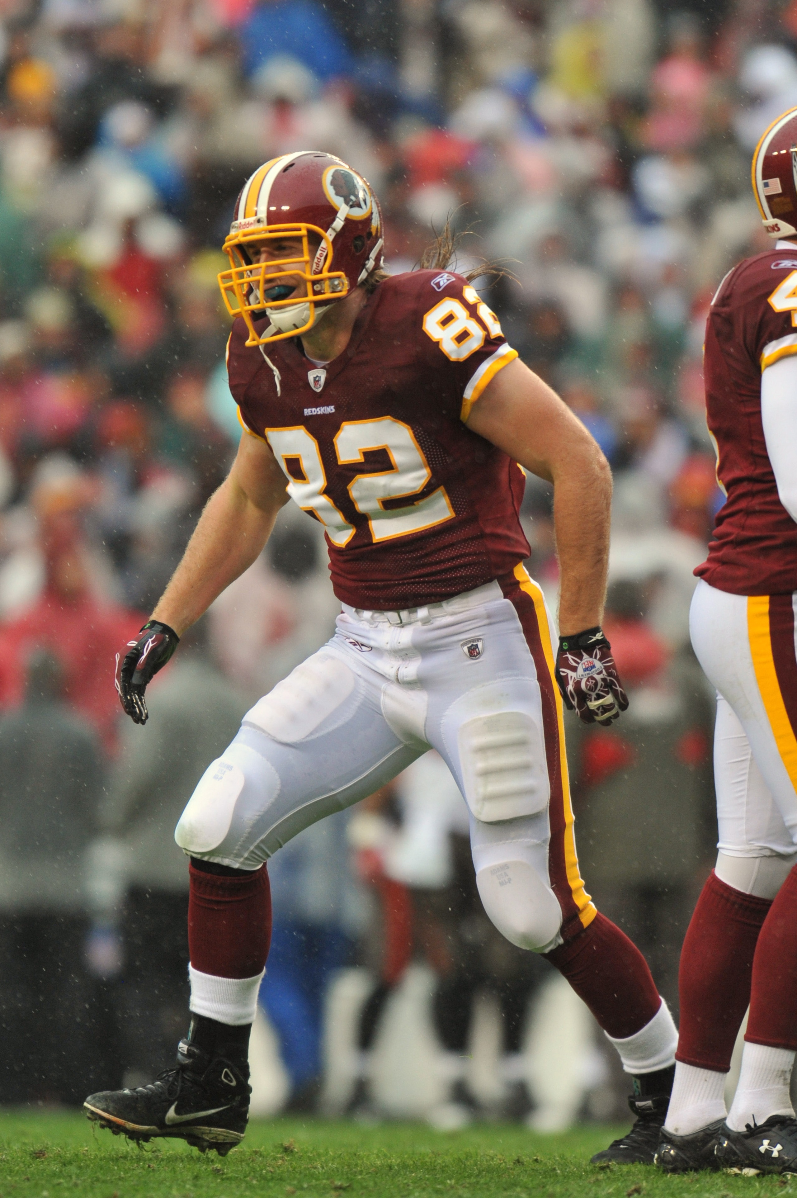 LANDOVER, MD - DECEMBER 12: Logan Paulsen #82 of the Washington Redskins celebrates a touchdown against the Tampa Bay Buccaneers at FedExField on December 12, 2010 in Landover, Maryland. The Redskins lead the Buccaneers at the half 10-3. (Photo by Larry LANDOVER, MD - DECEMBER 12: Logan Paulsen #82 of the Washington Redskins celebrates a touchdown against the Tampa Bay Buccaneers at FedExField on December 12, 2010 in Landover, Maryland. The Redskins lead the Buccaneers at the half 10-3. (Photo by Larry