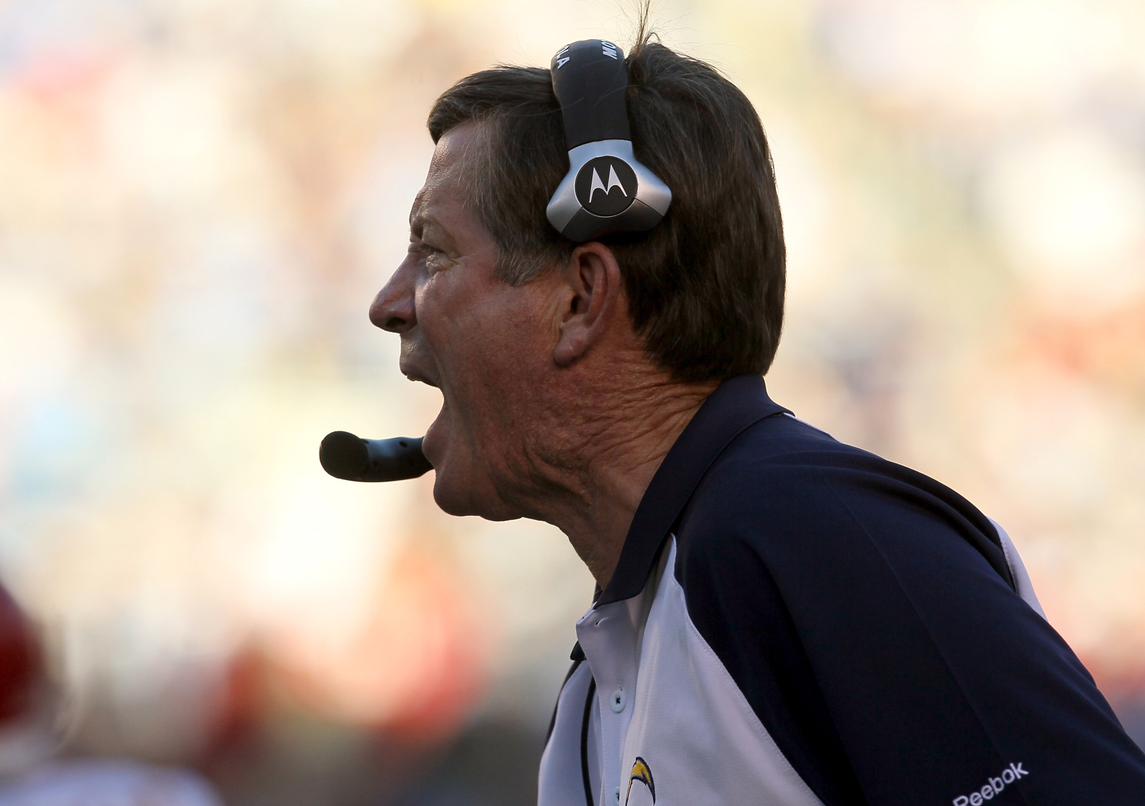 SAN DIEGO - DECEMBER 12:  Head coach Norv Turner of the San Diego Chargers shouts at an official in the game with the Kansas City Chiefs at Qualcomm Stadium on December 12, 2010 in San Diego, California.  the Chargers won 31-0.  (Photo by Stephen Dunn/Get
