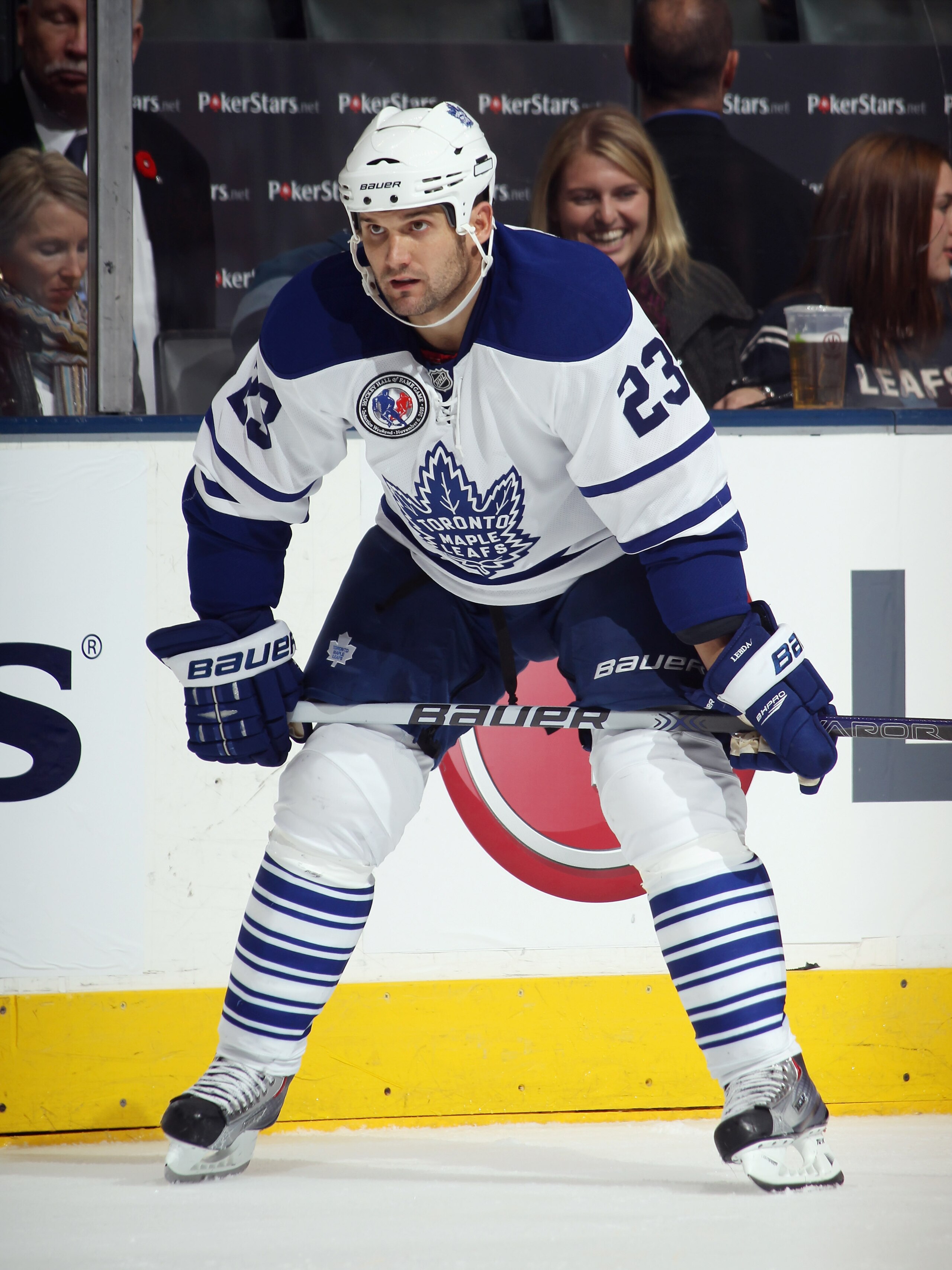 TORONTO, ON - NOVEMBER 06:  Brett Lebda #23 of the Toronto Maple Leafs skates against the Buffalo Sabres at the Air Canada Centre on November 6, 2010 in Toronto, Canada. The Sabres defeated the Maple Leafs 3-2.  (Photo by Bruce Bennett/Getty Images)