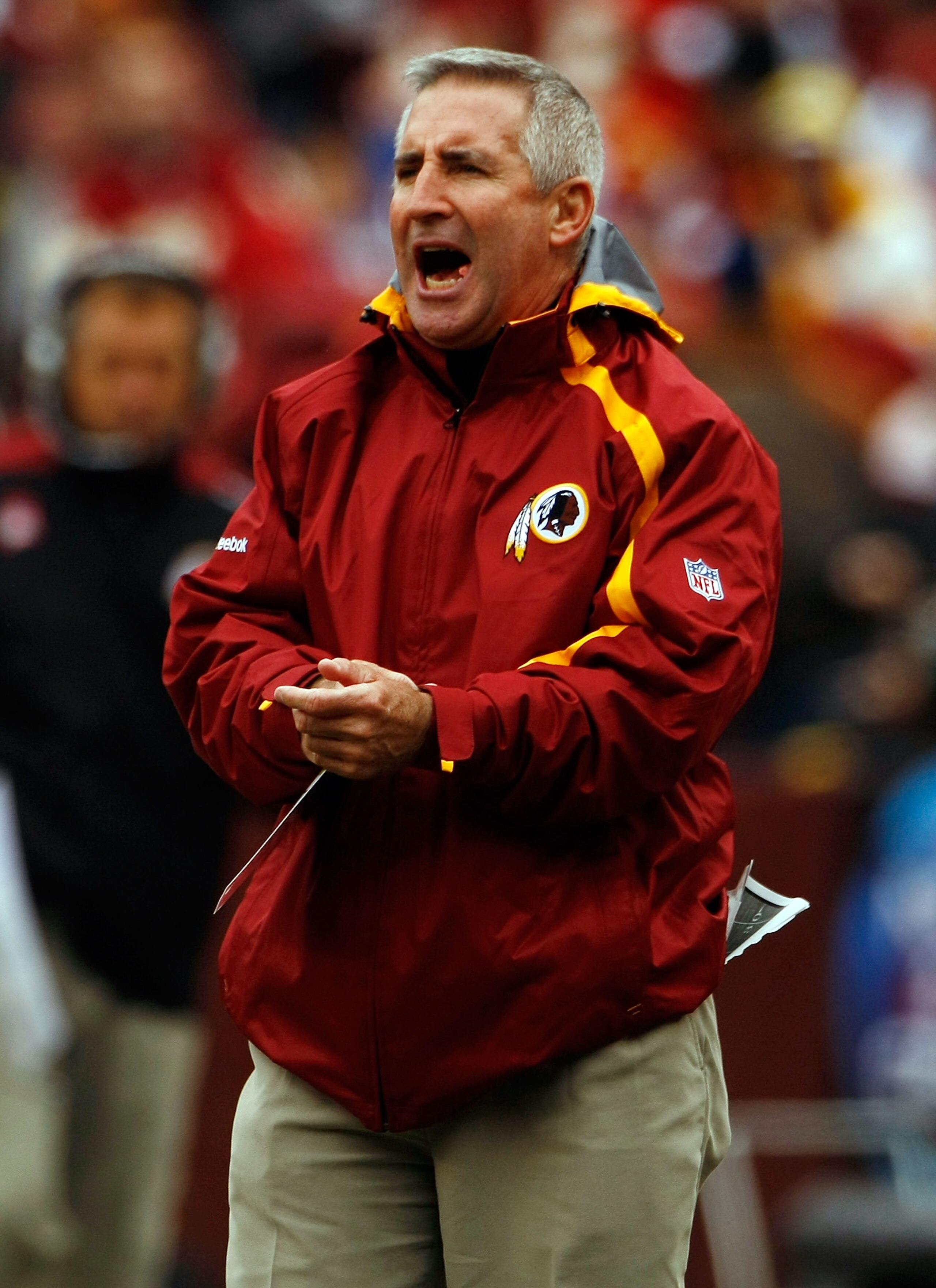 LANDOVER, MD - OCTOBER 18:  Danny Smith, Washington Redskins special teams coordinator, on the sideline during a loss to the Kansas Chiefs October 18, 2009 at FedEx Field in Landover, Maryland. The Chiefs won the game 14-6.  (Photo by Win McNamee/Getty Im