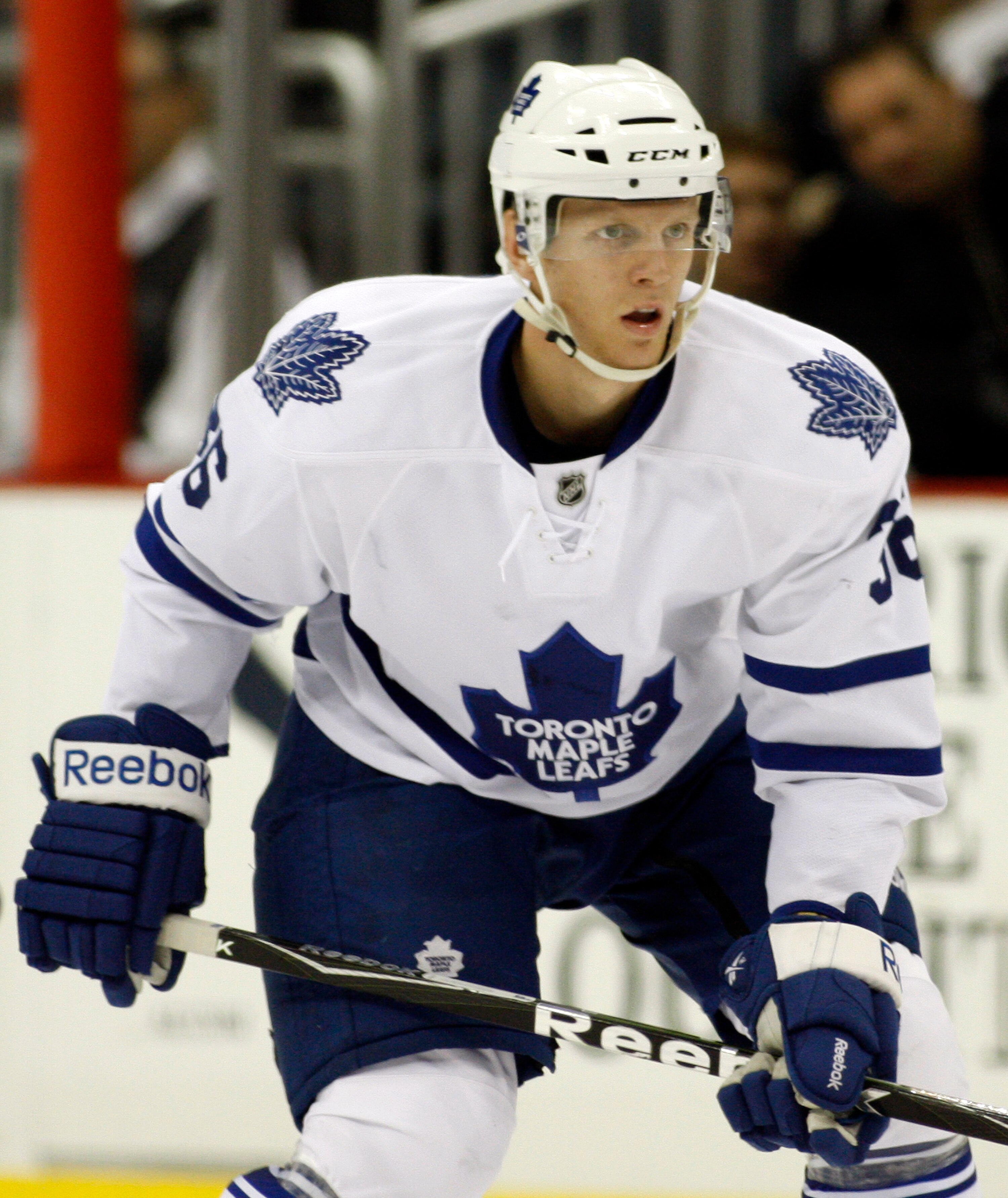 PITTSBURGH, PA - DECEMBER 08:  Carl Gunnarsson #36 of the Toronto Maple Leafs skates against the Pittsburgh Penguins at Consol Energy Center on December 8, 2010 in Pittsburgh, Pennsylvania.  Penguins defeated the Maple Leafs 5-2.  (Photo by Justin K. Alle