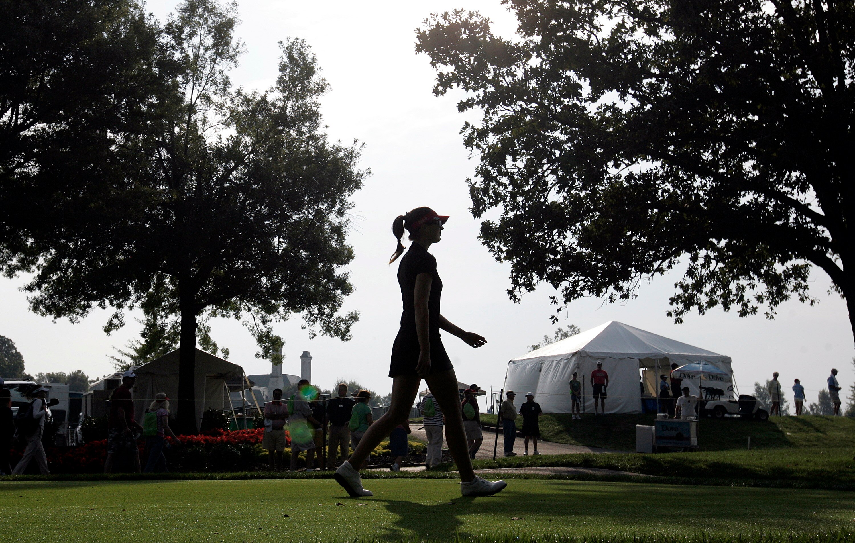 ROGERS, AR - SEPTEMBER 12:  Sandra Gal of Germany walks off the first tee during second round play in the P&G Beauty NW Arkansas Championship at the Pinnacle Country Club on September 12, 2009 in Rogers, Arkansas.  (Photo by Dave Martin/Getty Images)