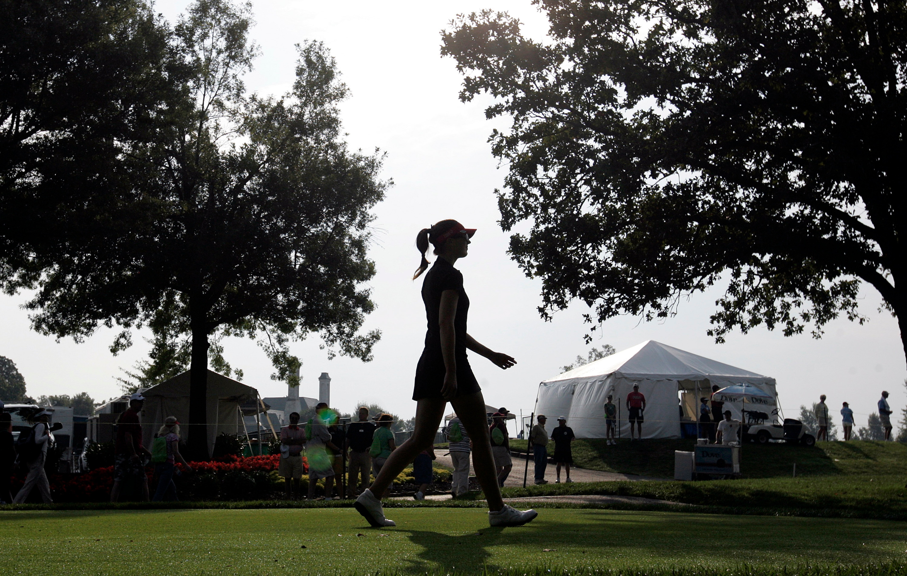 ROGERS, AR - SEPTEMBER 12:  Sandra Gal of Germany walks off the first tee during second round play in the P&G Beauty NW Arkansas Championship at the Pinnacle Country Club on September 12, 2009 in Rogers, Arkansas.  (Photo by Dave Martin/Getty Images)