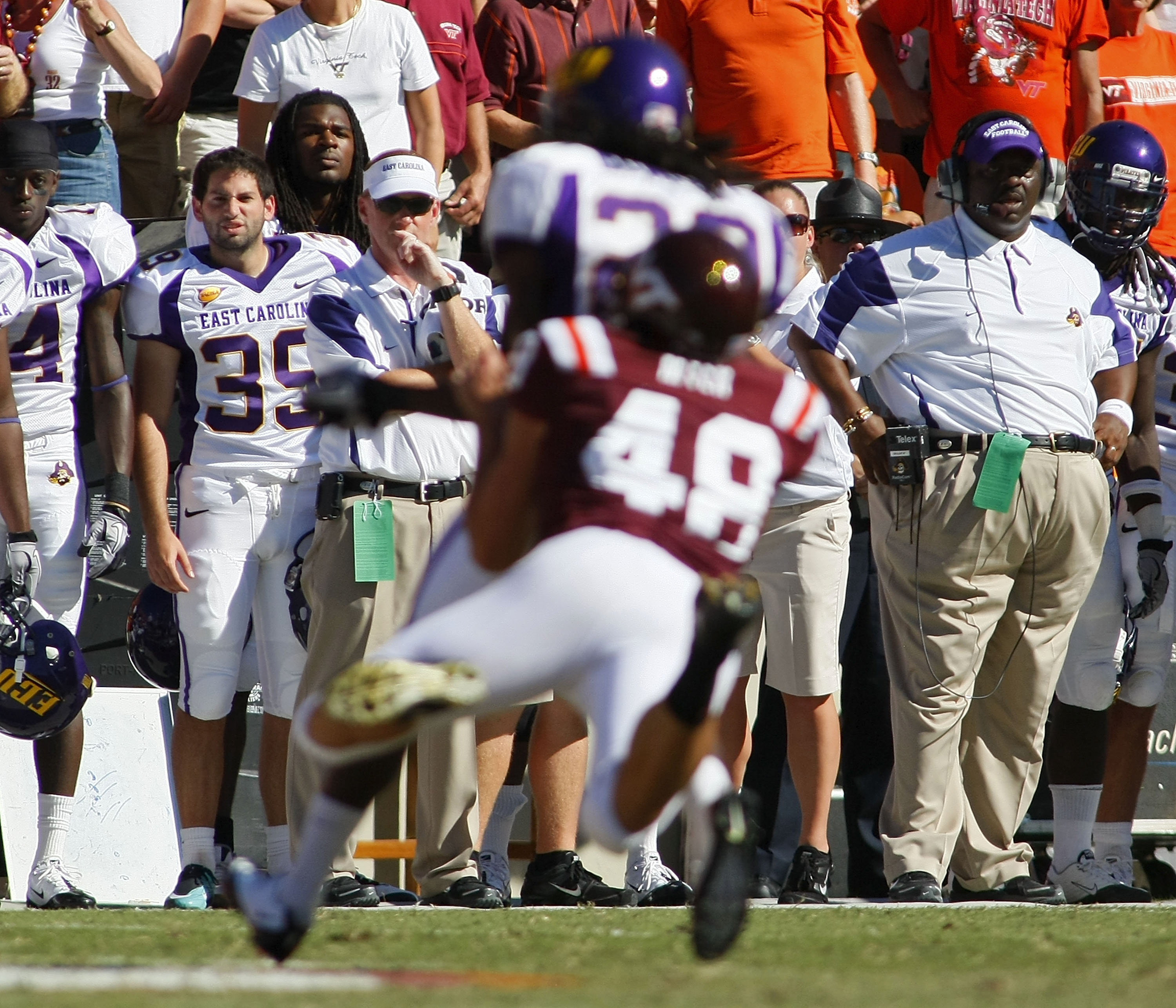 BLACKSBURG, VA - SEPTEMBER 18: East Carolina Pirates head coach Ruffin McNeill watches from the sidelines against the Virginia Tech Hokies at Lane Stadium on September 18, 2010 in Blacksburg, Virginia.  (Photo by Geoff Burke/Getty Images)