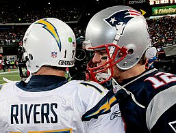 Brady and Rivers talking post-game.