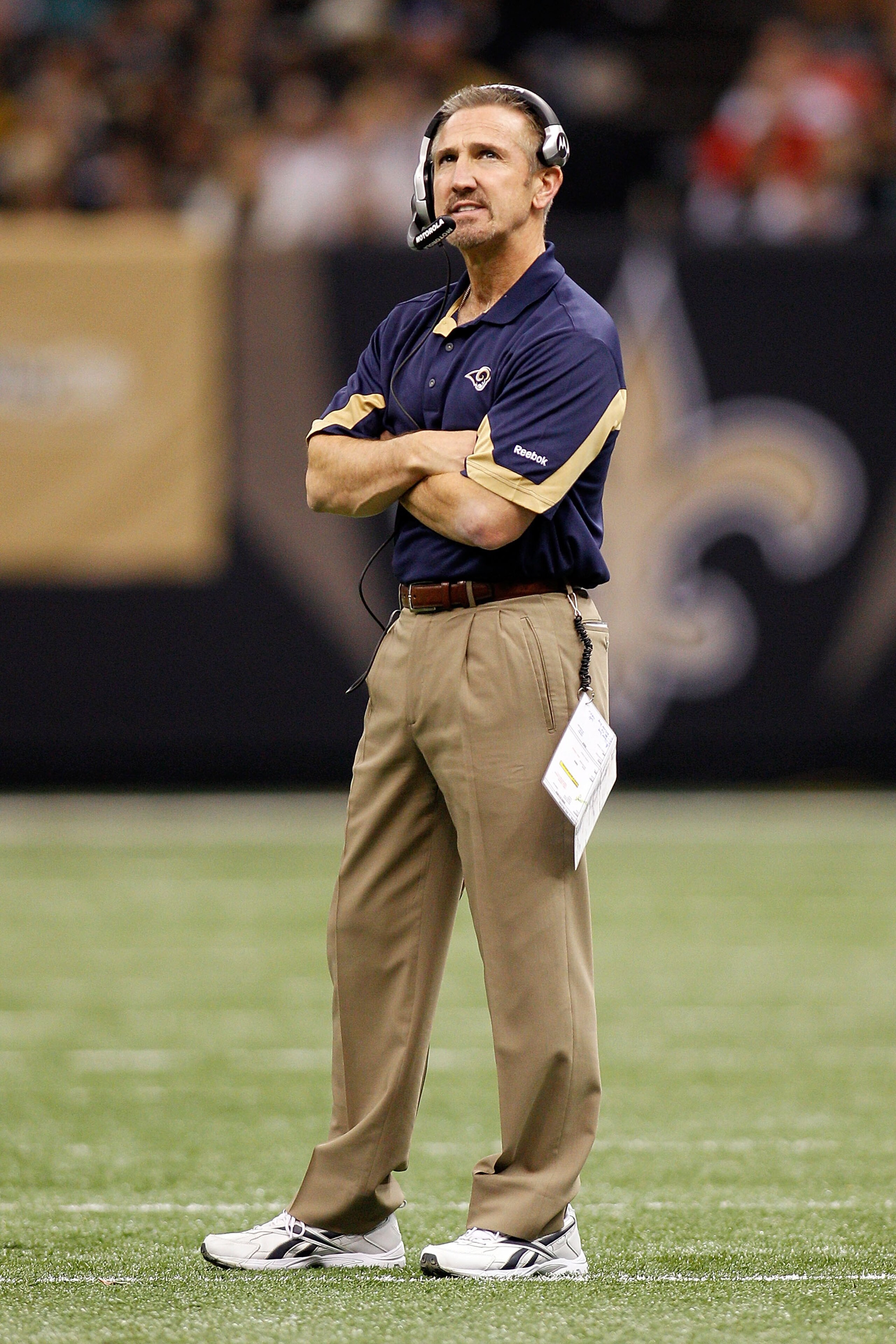 NEW ORLEANS, LA - DECEMBER 12: Head coach Steve Spagnuolo of the St. Louis Rams watches the game against the New Orleans Saints at the Louisiana Superdome on December 12, 2010 in New Orleans, Louisiana. (Photo by Chris Graythen/Getty Images) NEW ORLEANS, LA - DECEMBER 12: Head coach Steve Spagnuolo of the St. Louis Rams watches the game against the New Orleans Saints at the Louisiana Superdome on December 12, 2010 in New Orleans, Louisiana. (Photo by Chris Graythen/Getty Images)