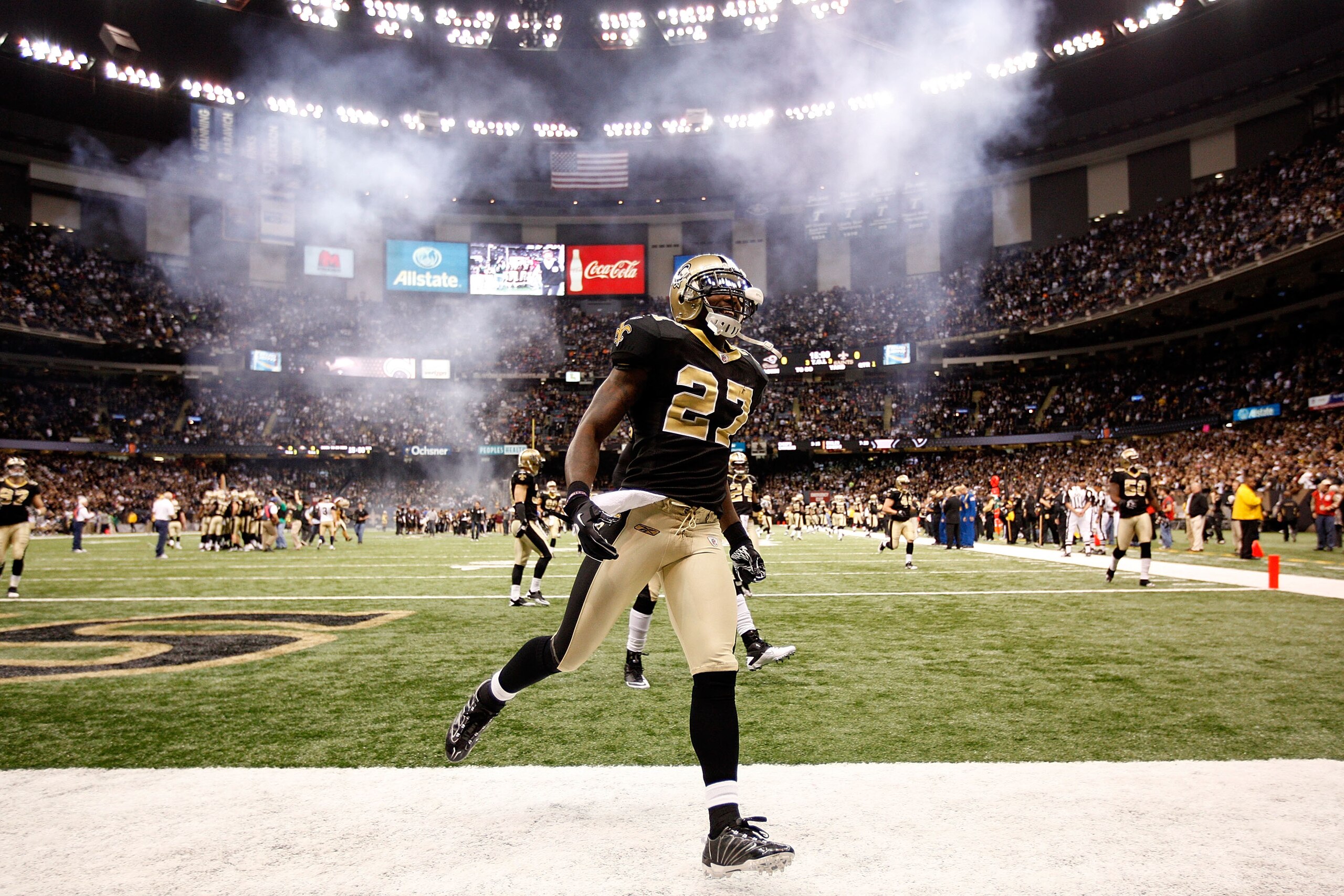 NEW ORLEANS, LA - DECEMBER 12: Malcom Jenkins #27 of the New Orleans Saints runs onto the field before playing the St. Louis Rams at the Louisiana Superdome on December 12, 2010 in New Orleans, Louisiana. (Photo by Chris Graythen/Getty Images) NEW ORLEANS, LA - DECEMBER 12: Malcom Jenkins #27 of the New Orleans Saints runs onto the field before playing the St. Louis Rams at the Louisiana Superdome on December 12, 2010 in New Orleans, Louisiana. (Photo by Chris Graythen/Getty Images)