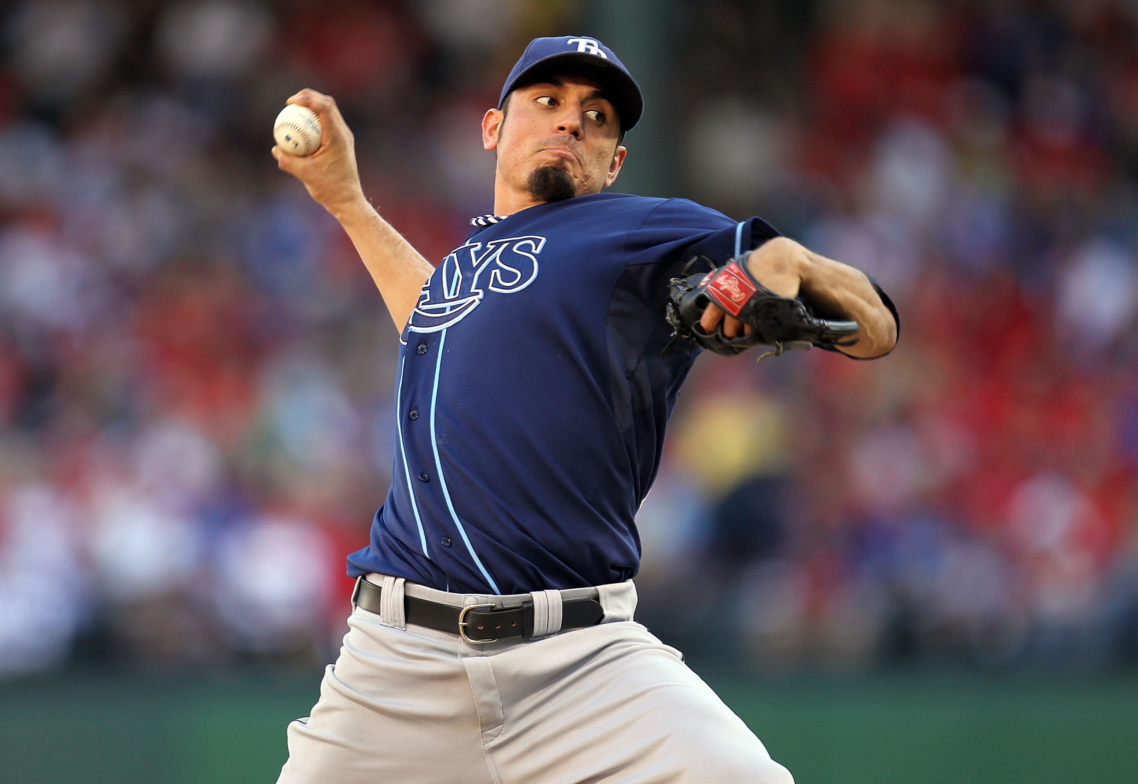 ARLINGTON, TX - OCTOBER 09: Pitcher Matt Garza #22 of the Tampa Bay Rays throws against the Texas Rangers during game 3 of the ALDS at Rangers Ballpark in Arlington on October 9, 2010 in Arlington, Texas. (Photo by Ronald Martinez/Getty Images) ARLINGTON, TX - OCTOBER 09: Pitcher Matt Garza #22 of the Tampa Bay Rays throws against the Texas Rangers during game 3 of the ALDS at Rangers Ballpark in Arlington on October 9, 2010 in Arlington, Texas. (Photo by Ronald Martinez/Getty Images)