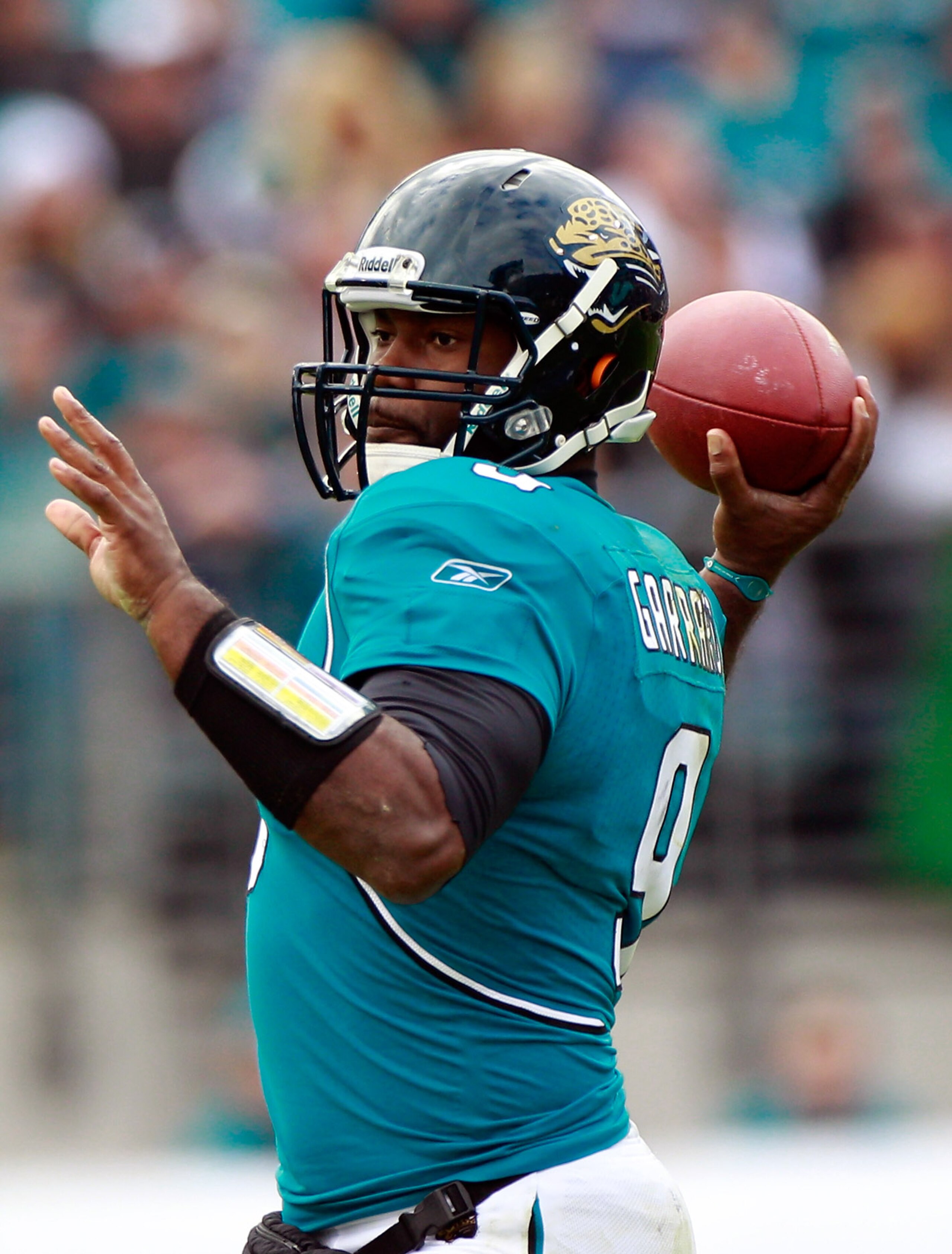 JACKSONVILLE, FL - DECEMBER 12:  Quarterback David Garrard #9 of the Jacksonville Jaguars attempts a pass during the game against the Oakland Raiders at EverBank Field on December 12, 2010 in Jacksonville, Florida.  (Photo by Sam Greenwood/Getty Images)