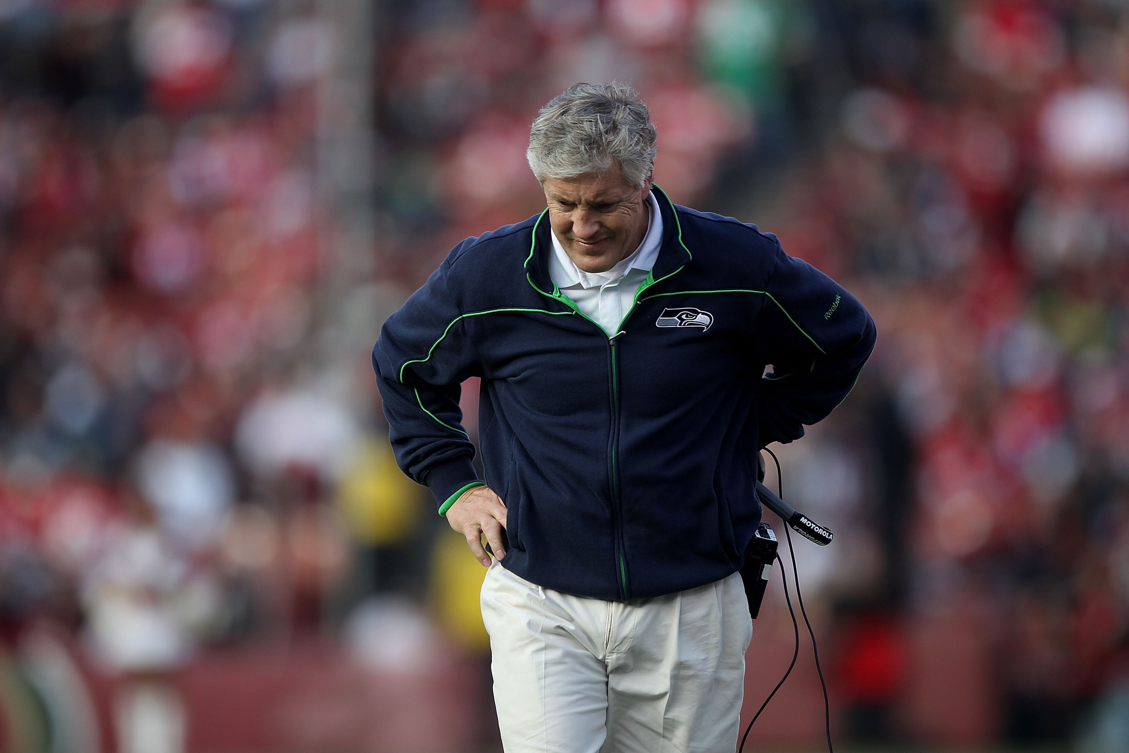 SAN FRANCISCO - DECEMBER 12: Pete Carroll of the Seattle Seahawks looks on against the San Francisco 49ers during an NFL game at Candlestick Park on December 12, 2010 in San Francisco, California. (Photo by Jed Jacobsohn/Getty Images) SAN FRANCISCO - DECEMBER 12: Pete Carroll of the Seattle Seahawks looks on against the San Francisco 49ers during an NFL game at Candlestick Park on December 12, 2010 in San Francisco, California. (Photo by Jed Jacobsohn/Getty Images)
