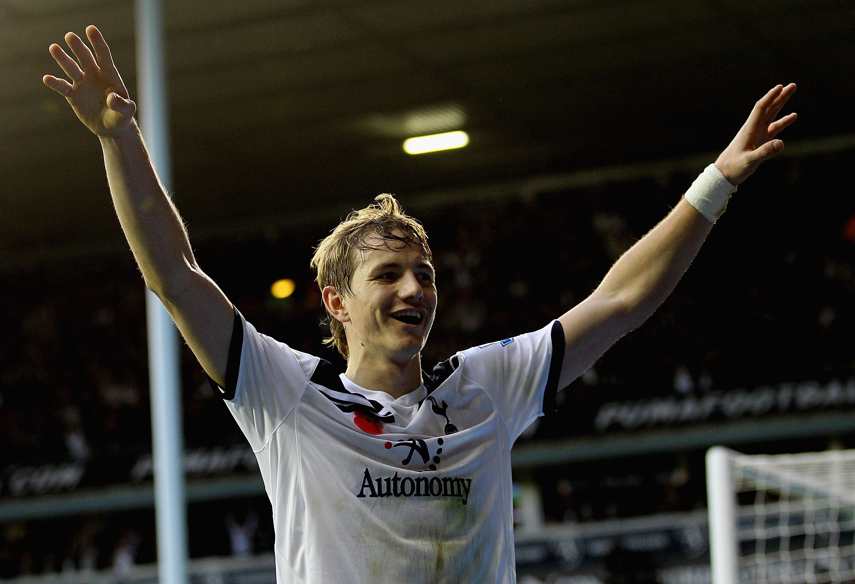 LONDON, ENGLAND - NOVEMBER 13:  Roman Pavlyuchenko of Tottenham celebrates after scoring their second goal during the Barclays Premier League match between Tottenham Hotspur and Blackburn Rovers at White Hart Lane on November 13, 2010 in London, England.
