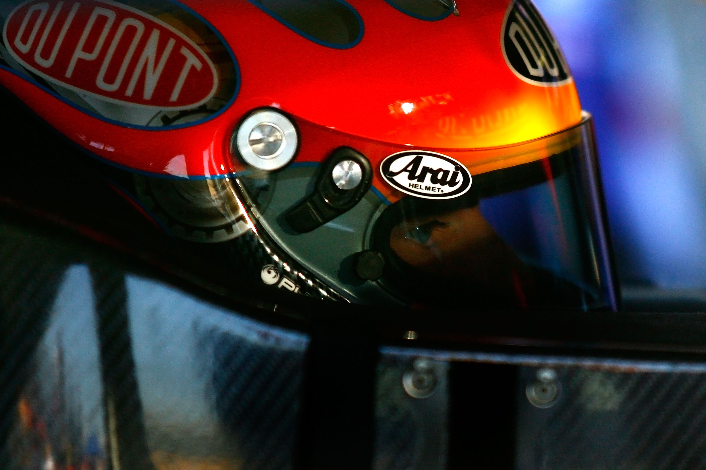 AVONDALE, AZ - NOVEMBER 13:  Jeff Gordon, driver of the #24 DuPont Chevrolet, sits in his car during practice for the NASCAR Sprint Cup Series Kobalt Tools 500 at Phoenix International Raceway on November 13, 2010 in Avondale, Arizona.  (Photo by Jason Sm
