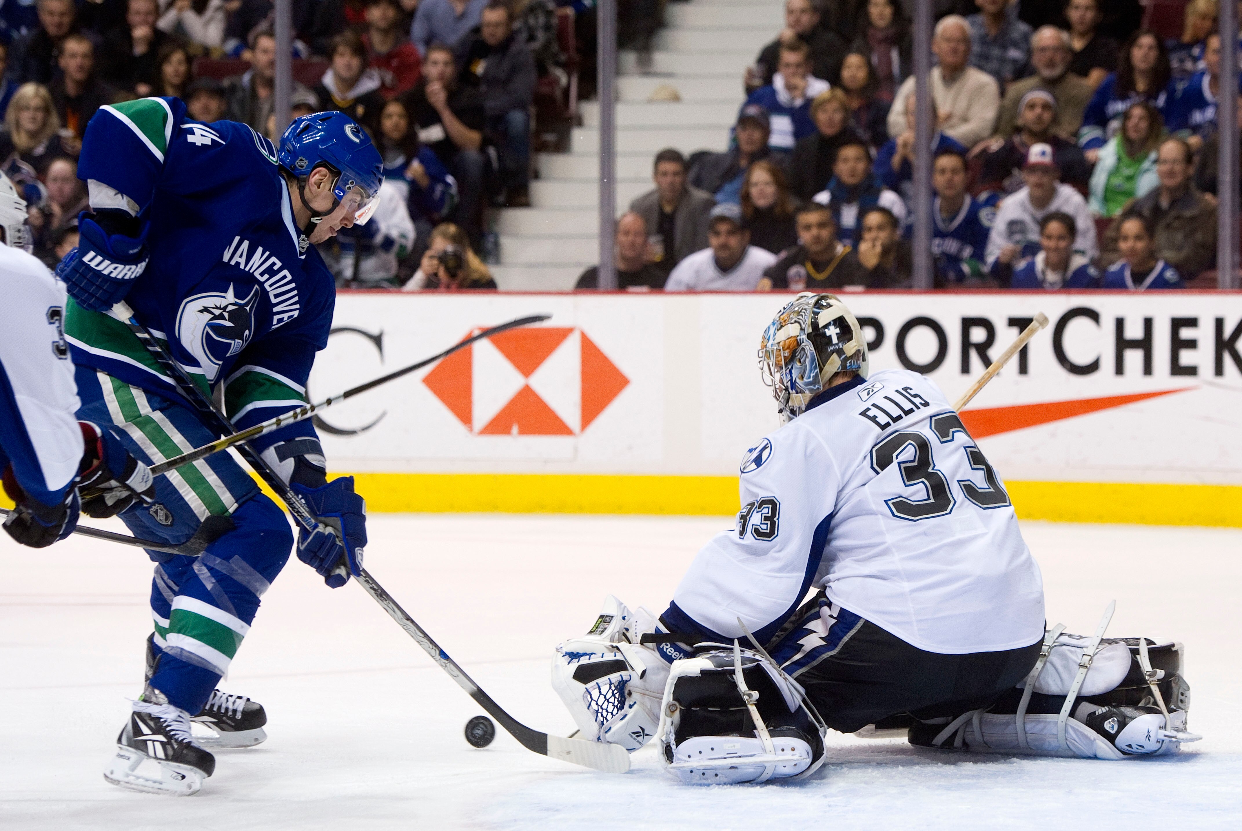 VANCOUVER, CANADA - DECEMBER 11: of the Vancouver Canucks of the Tampa Bay Lightning during the second period in NHL action on December 11, 2010 at Rogers Arena in Vancouver, BC, Canada.  (Photo by Rich Lam/Getty Images)