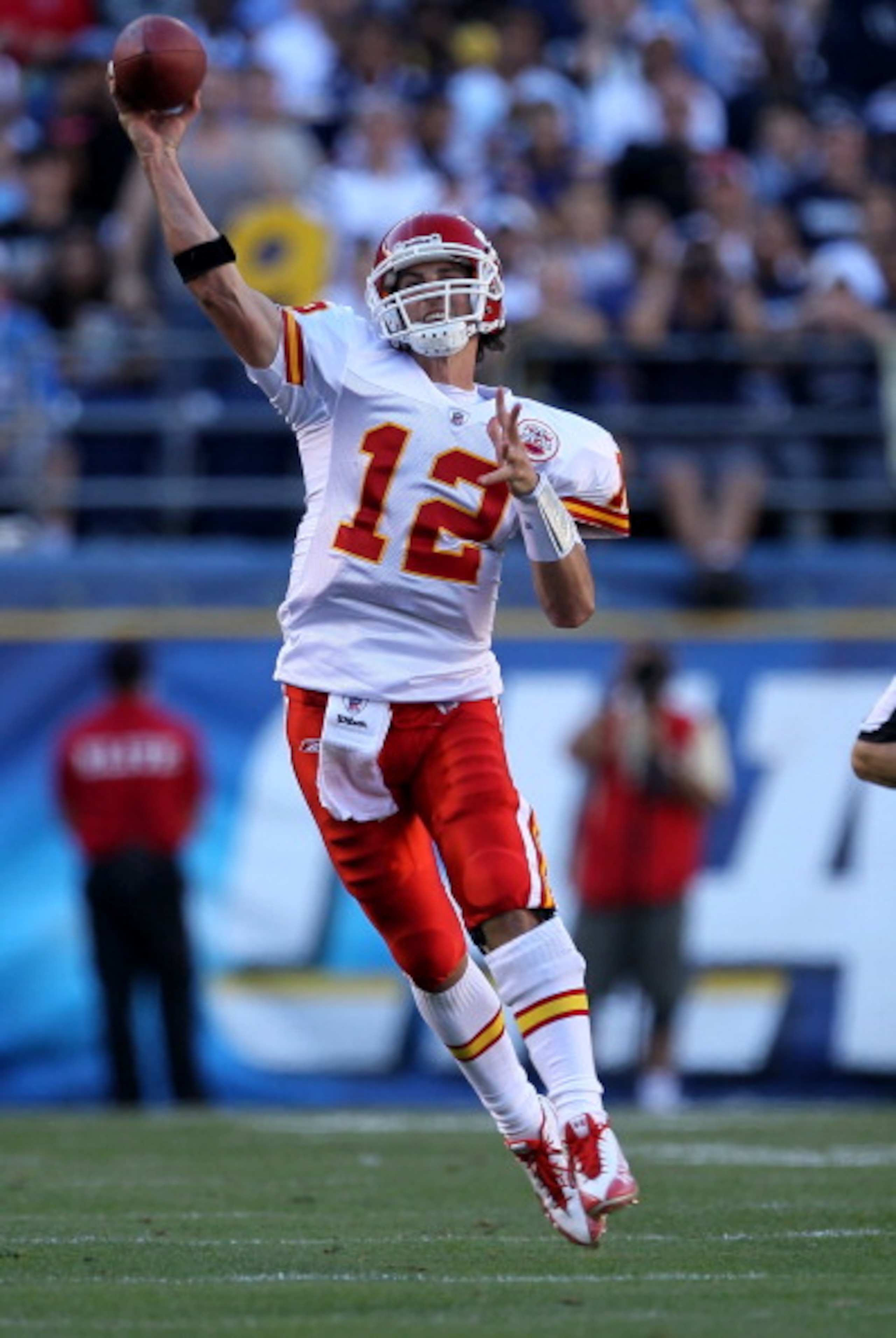 SAN DIEGO - DECEMBER 12:  Quarterback Brodie Croyle #12 of the Kansas City Chiefs throws a pass against the San Diego Chargers at Qualcomm Stadium on December 12, 2010 in San Diego, California.  The Chargers won 31-0.  (Photo by Stephen Dunn/Getty Images)
