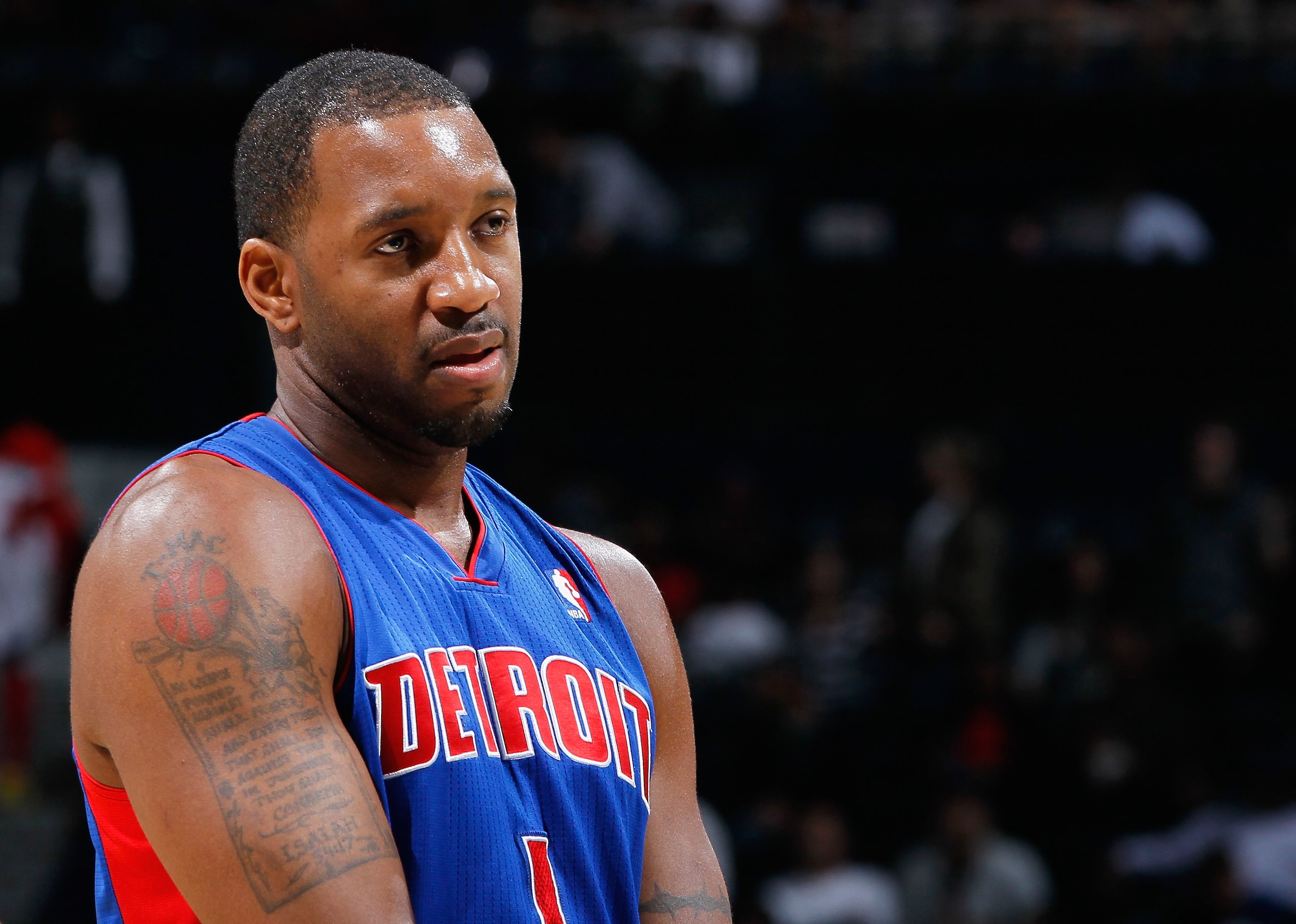 ATLANTA - NOVEMBER 03:  Tracy McGrady #1 of the Detroit Pistons against the Atlanta Hawks at Philips Arena on November 3, 2010 in Atlanta, Georgia.  NOTE TO USER: User expressly acknowledges and agrees that, by downloading and/or using this Photograph, Us