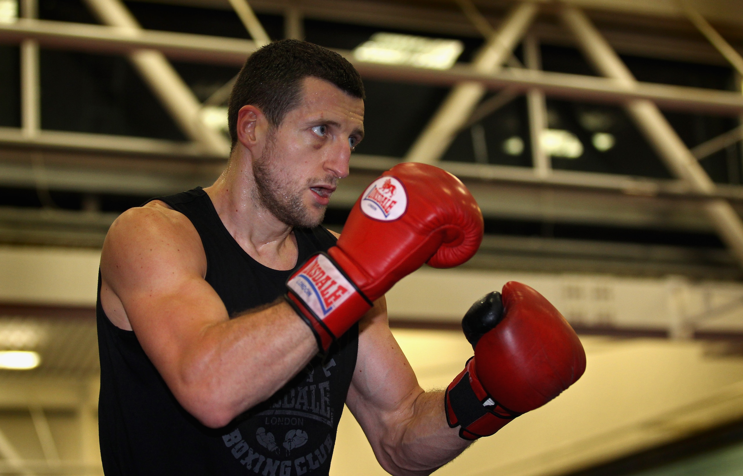 SHEFFIELD, ENGLAND - NOVEMBER 17:  Carl Froch spars during a media training day ahead of his Super Six fight against Arthur Abraham at the English Institute of Sport on November 17, 2010 in Sheffield, England.  (Photo by Alex Livesey/Getty Images)