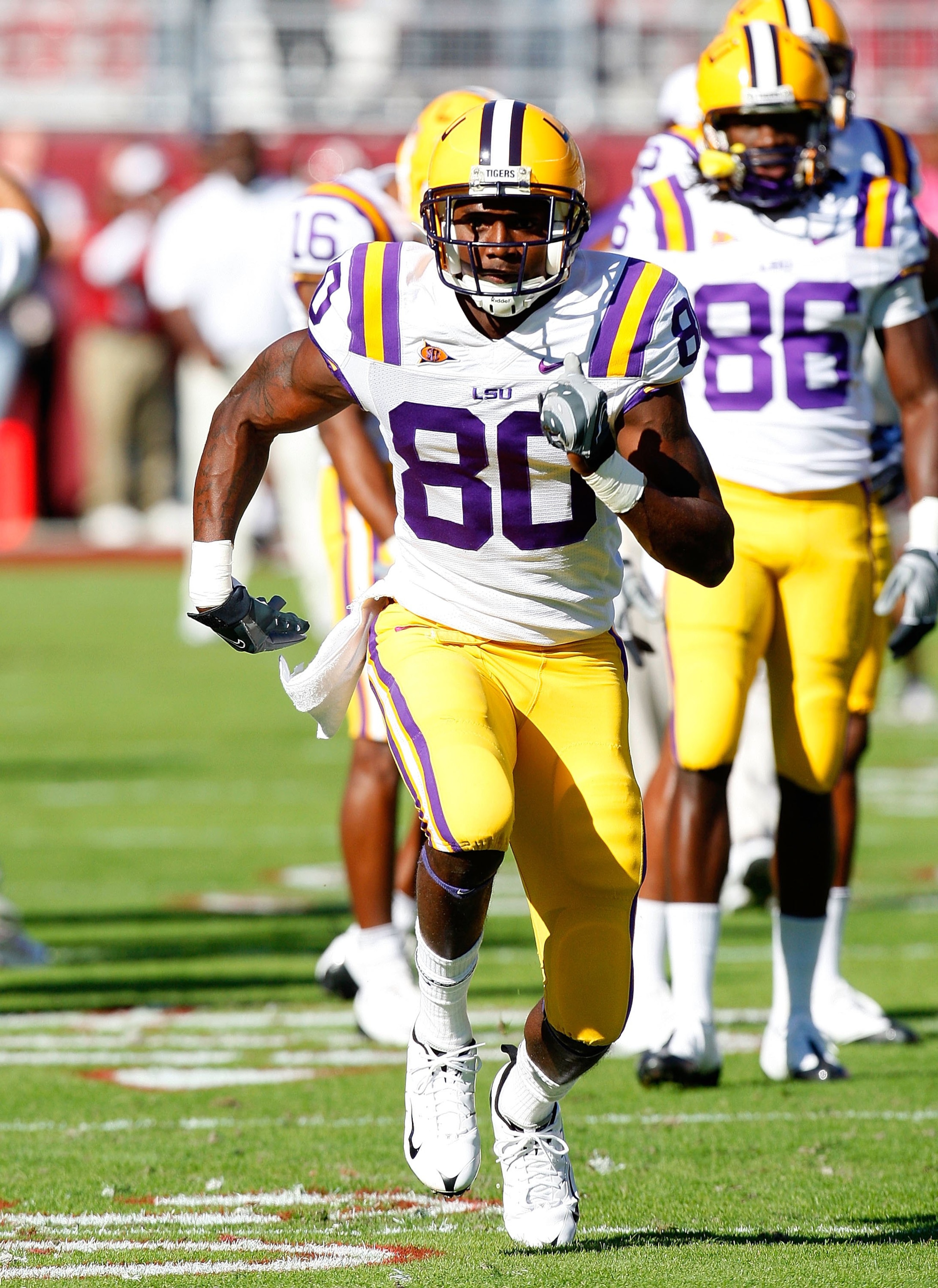 TUSCALOOSA, AL - NOVEMBER 07:  Terrance Toliver #80 of the Louisiana State University Tigers against the Alabama Crimson Tide at Bryant-Denny Stadium on November 7, 2009 in Tuscaloosa, Alabama.  (Photo by Kevin C. Cox/Getty Images)