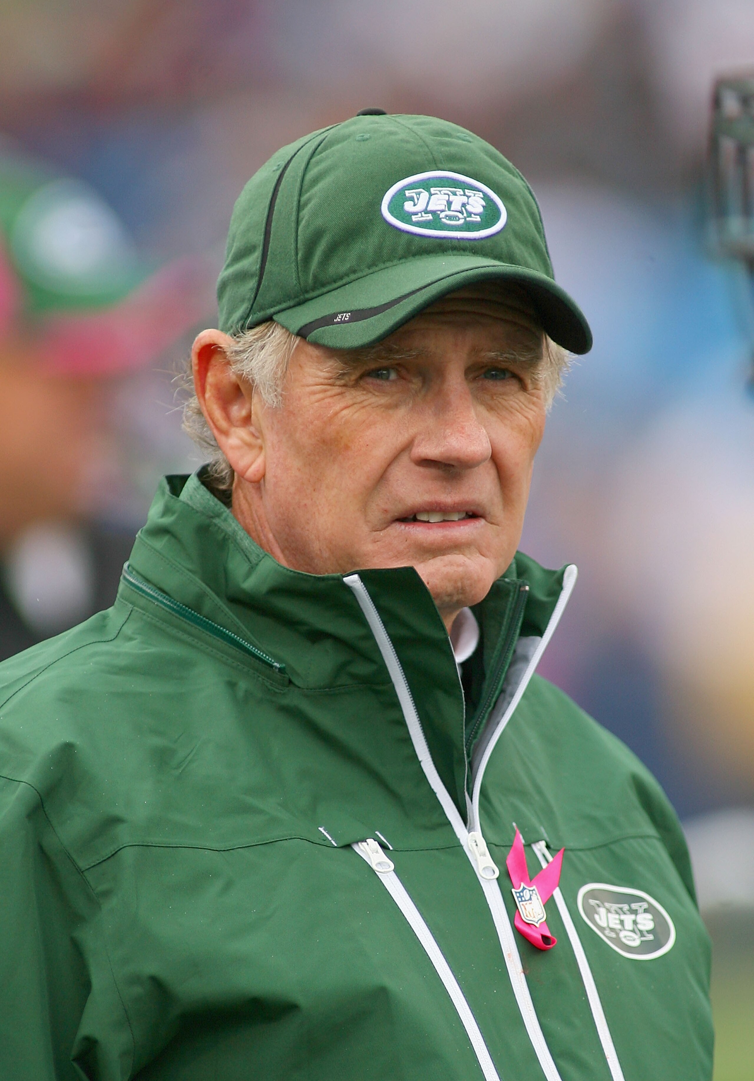 ORCHARD PARK, NY - OCTOBER 03:  Mike Westhoff, Special Teams Coordinator of the New York Jets stands on the sidelines against  the Buffalo Bills at Ralph Wilson Stadium on October 3, 2010 in Orchard Park, New York. The Jets won 38-14.  (Photo by Rick Stew