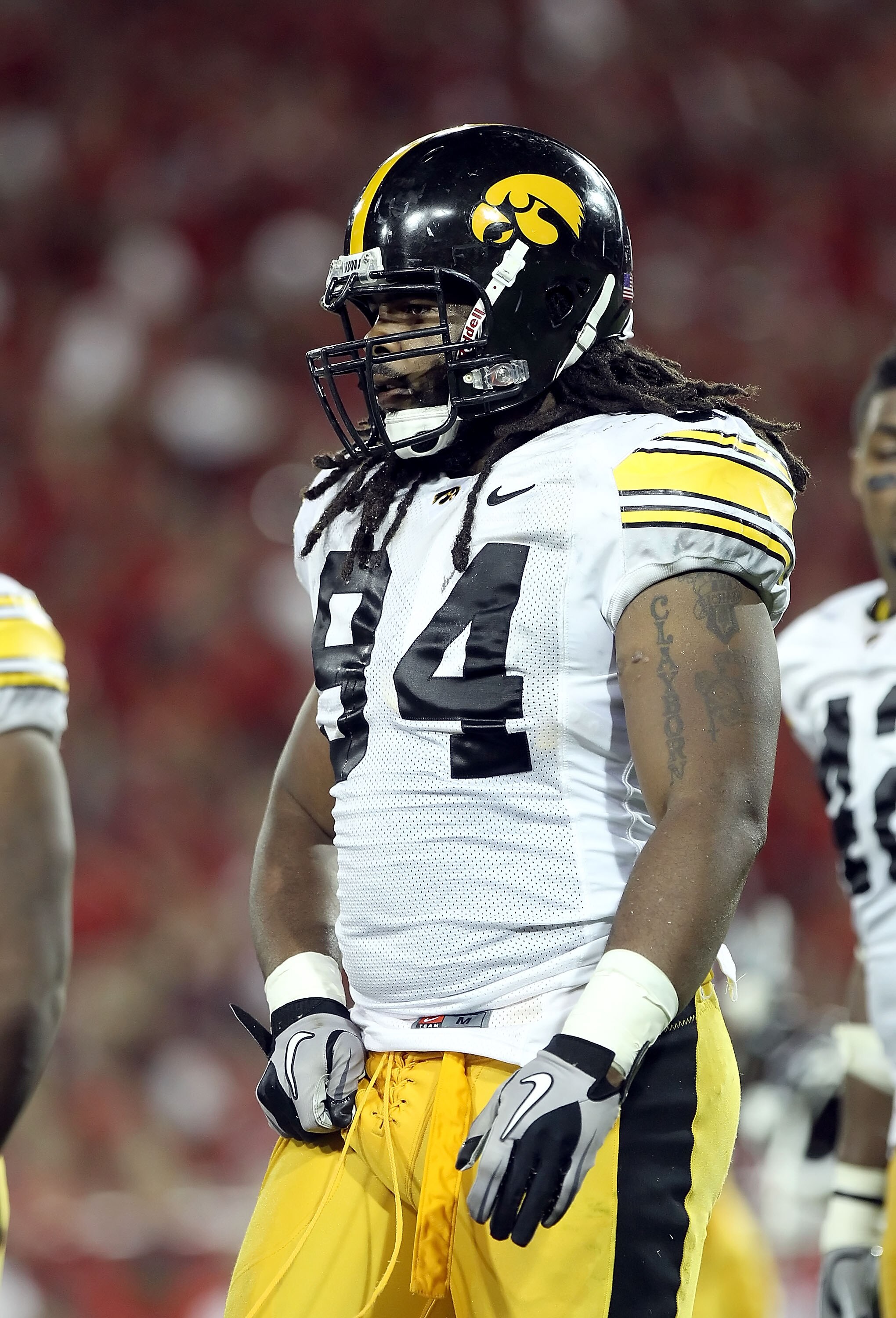 TUCSON, AZ - SEPTEMBER 18:  Defensive end Adrian Clayborn #94 of the Iowa Hawkeyes in action during the college football game against the Arizona Wildcats at Arizona Stadium on September 18, 2010 in Tucson, Arizona. The Wildcats defeated the Hawkeyes 34-2