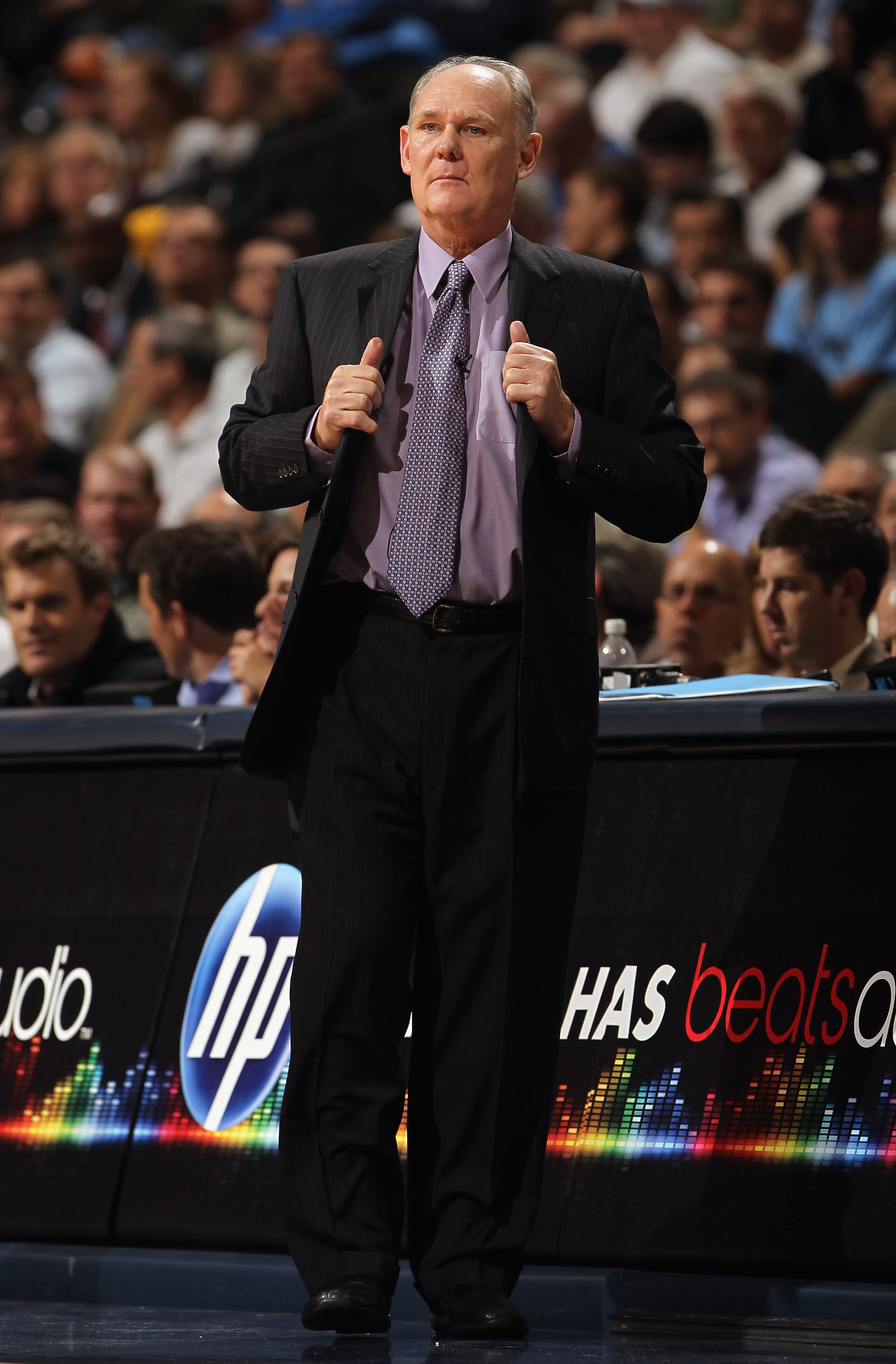 DENVER - NOVEMBER 11:  Head coach George Karl of the Denver Nuggets directs his team against the Los Angeles Lakers at the Pepsi Center on November 11, 2010 in Denver, Colorado. The Nuggets defeated the Lakers 118-112.  NOTE TO USER: User expressly acknow