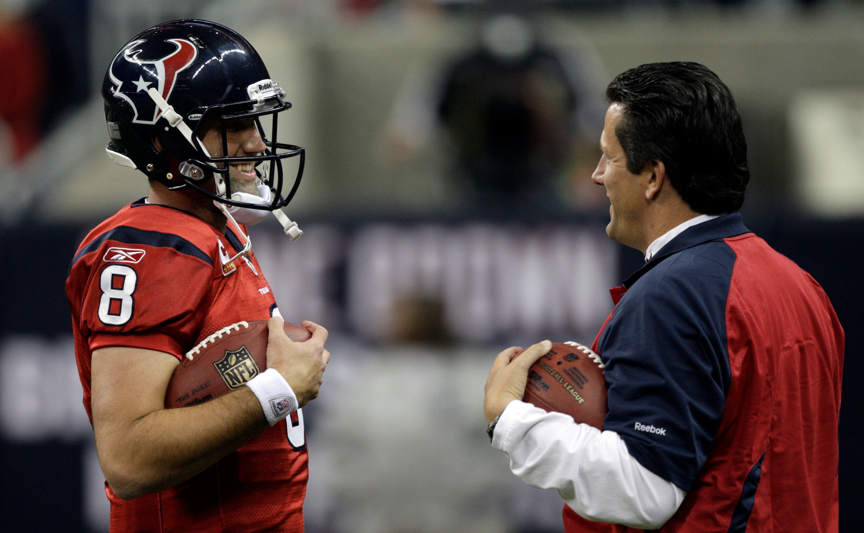 HOUSTON, TX - DECEMBER 13:  Quarterback Matt Schaub #8 of the Houston Texans during warm ups before playing the Baltimore Ravens at Reliant Stadium on December 13, 2010 in Houston, Texas.  (Photo by Bob Levey/Getty Images)