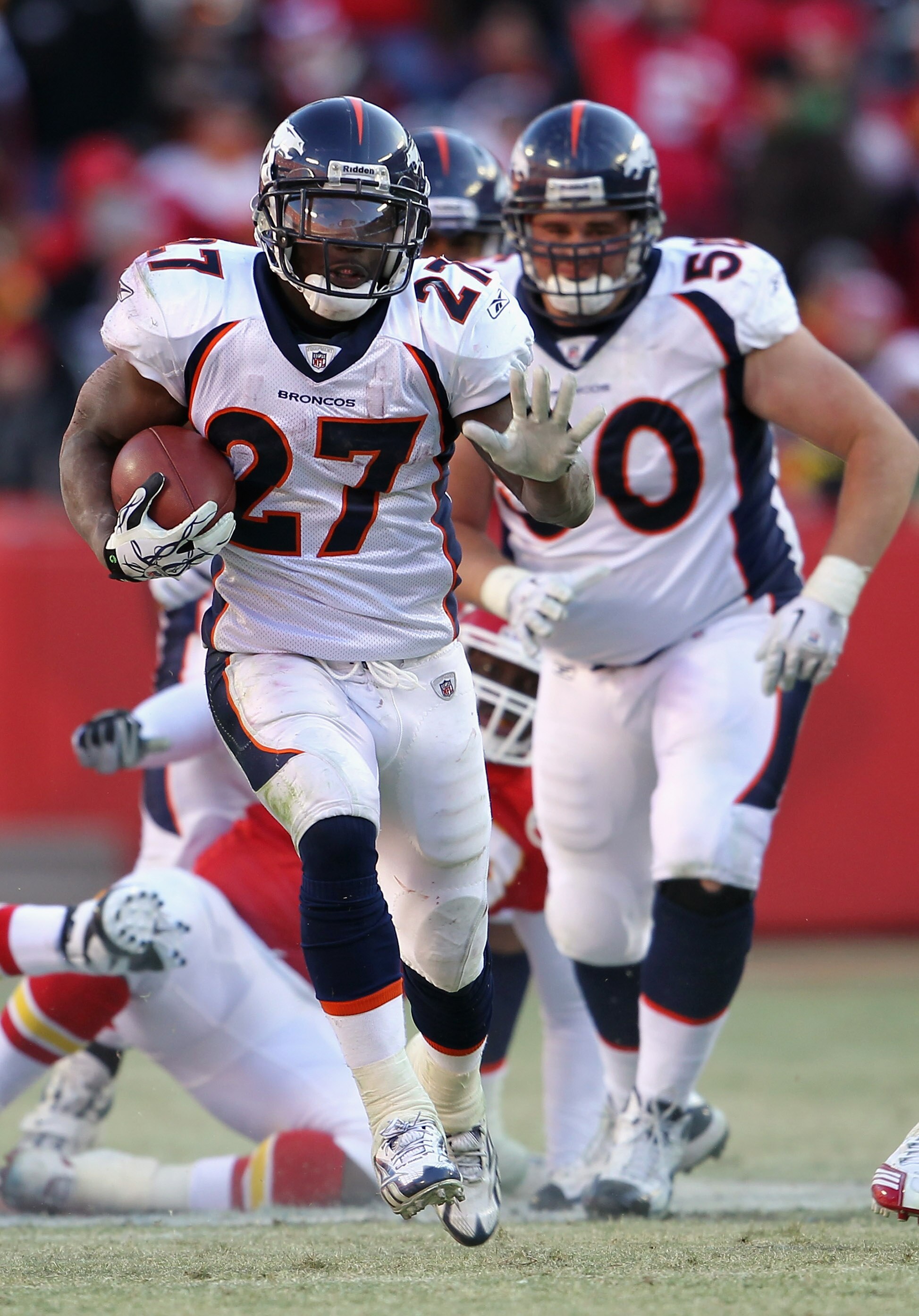 KANSAS CITY, MO - DECEMBER 05:  Knowshon Moreno #27 of the Denver Broncos in action during the game against the Kansas City Chiefs on December 5, 2010 at Arrowhead Stadium in Kansas City, Missouri.  (Photo by Jamie Squire/Getty Images)