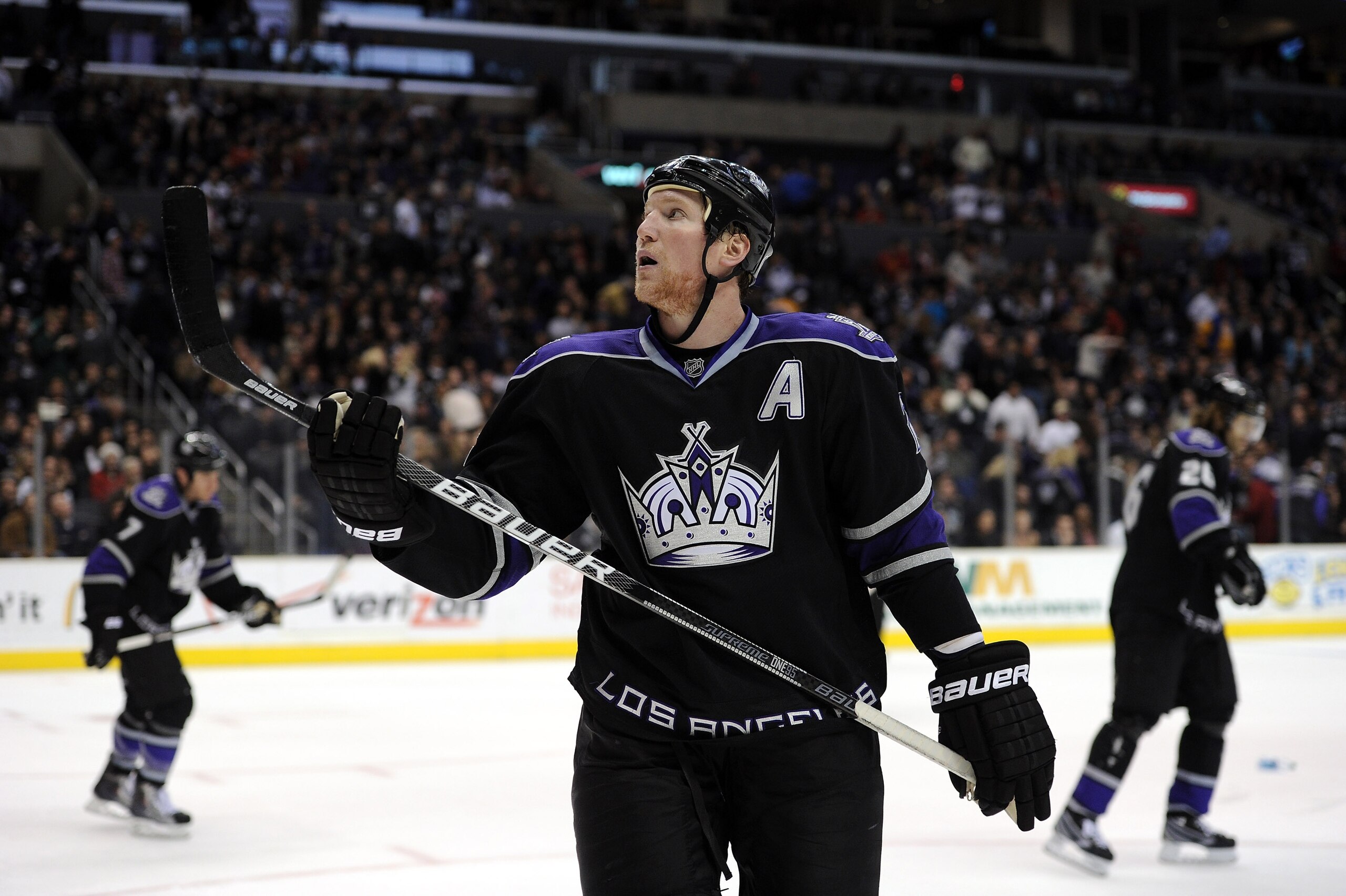 LOS ANGELES, CA - DECEMBER 11:  Matt Greene #2 of the Los Angeles Kings reacts to a 3-2 overtime loss to the Minnesota Wild at the Staples Center on December 11, 2010 in Los Angeles, California.  (Photo by Harry How/Getty Images)
