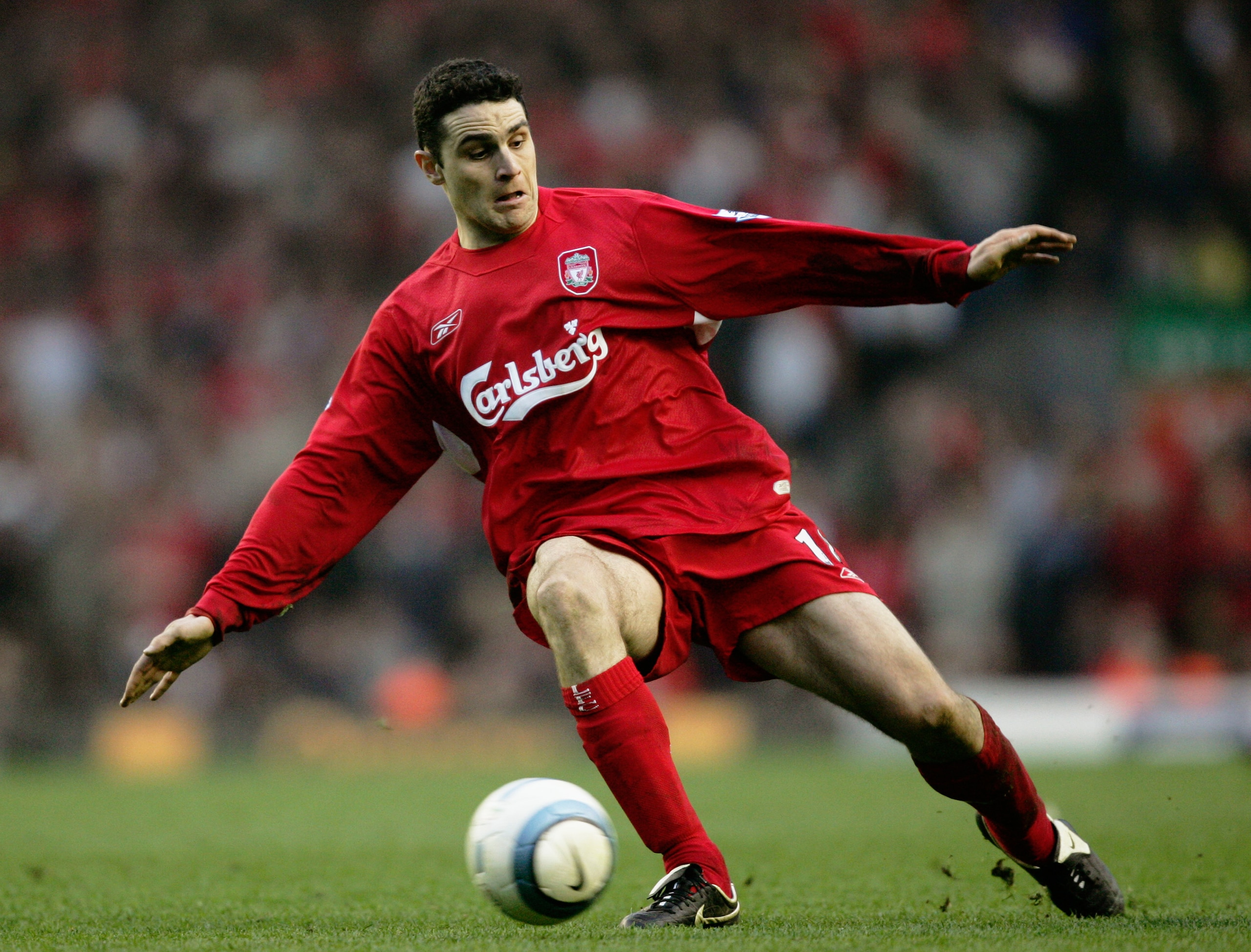 LIVERPOOL , ENGLAND - MARCH 20:  Antonio Nunez of Liverpool in action during the Barclays Premiership match between Liverpool and Everton at Anfield on March 20, 2005 in Liverpool, England.  (Photo by Shaun Botterill/Getty Images)