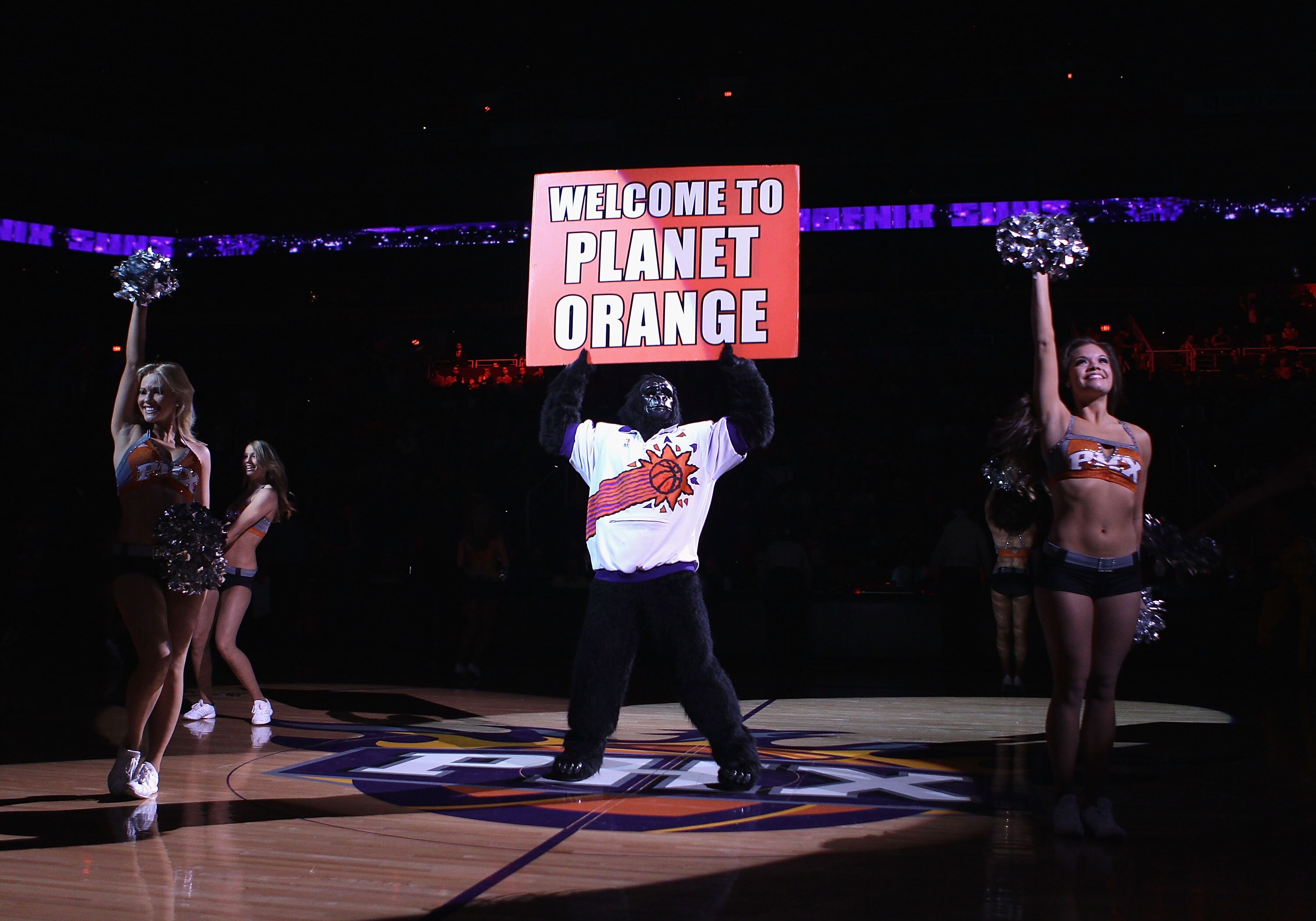 PHOENIX - DECEMBER 03:  The Phoenix Suns mascot 'The Gorilla' performs during the NBA game against  the Indiana Pacers at US Airways Center on December 3, 2010 in Phoenix, Arizona. NOTE TO USER: User expressly acknowledges and agrees that, by downloading