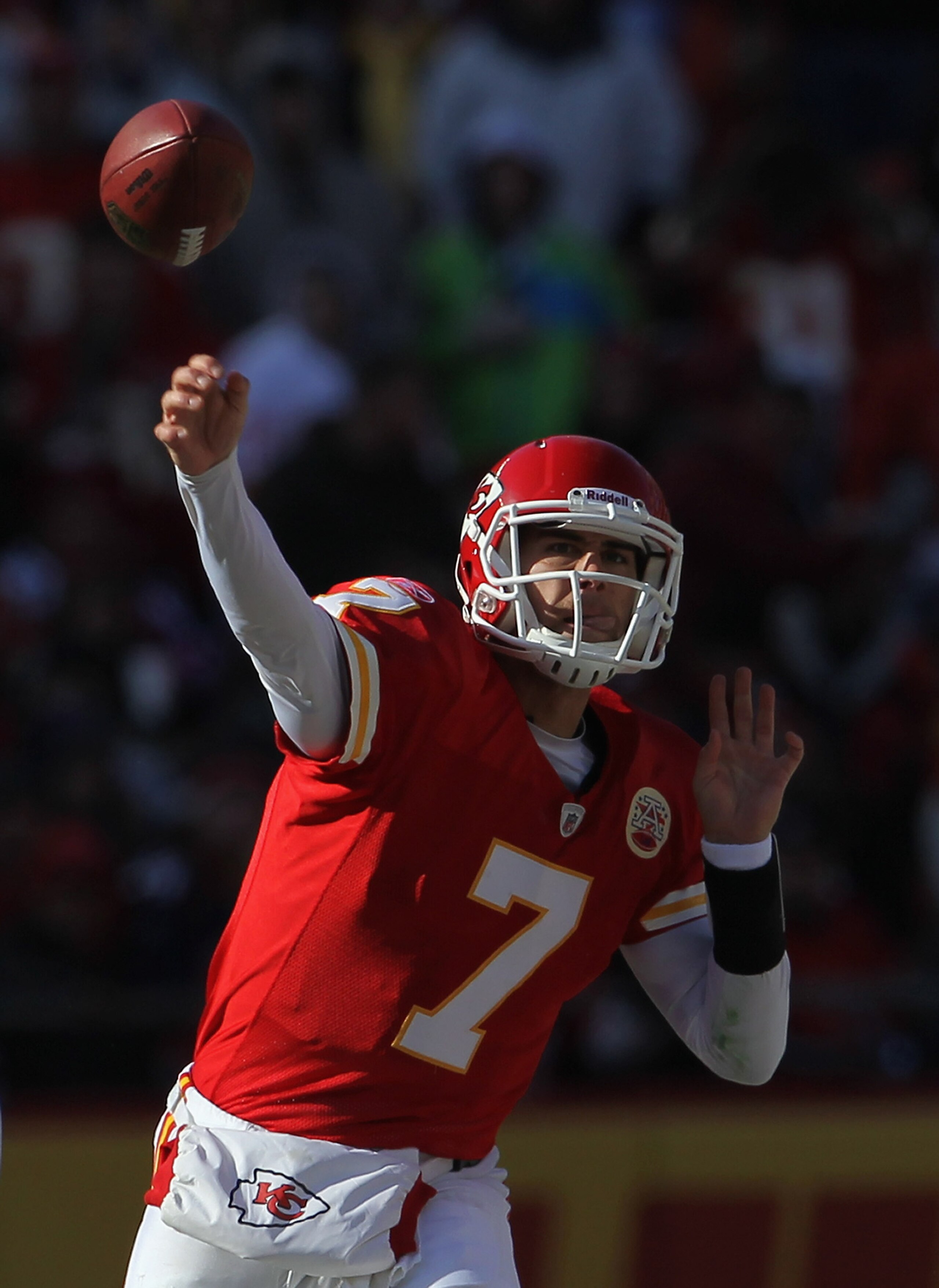 KANSAS CITY, MO - DECEMBER 05:  Quarterback Matt Cassel #7 of the Kansas City Chiefs in action during the game against the Denver Broncos on December 5, 2010 at Arrowhead Stadium in Kansas City, Missouri.  (Photo by Jamie Squire/Getty Images)