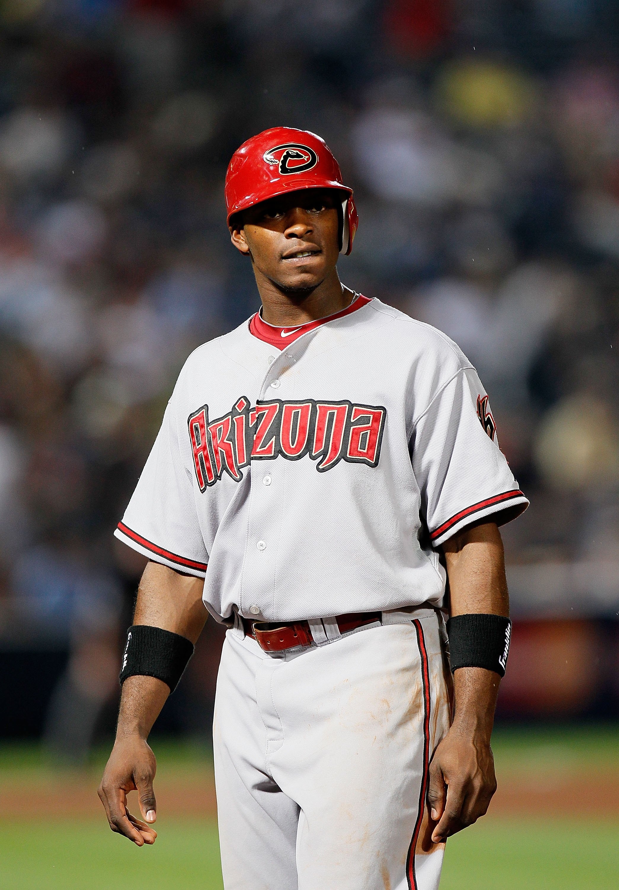 ATLANTA - MAY 14:  Justin Upton #10 of the Arizona Diamondbacks against the Atlanta Braves at Turner Field on May 14, 2010 in Atlanta, Georgia.  (Photo by Kevin C. Cox/Getty Images)