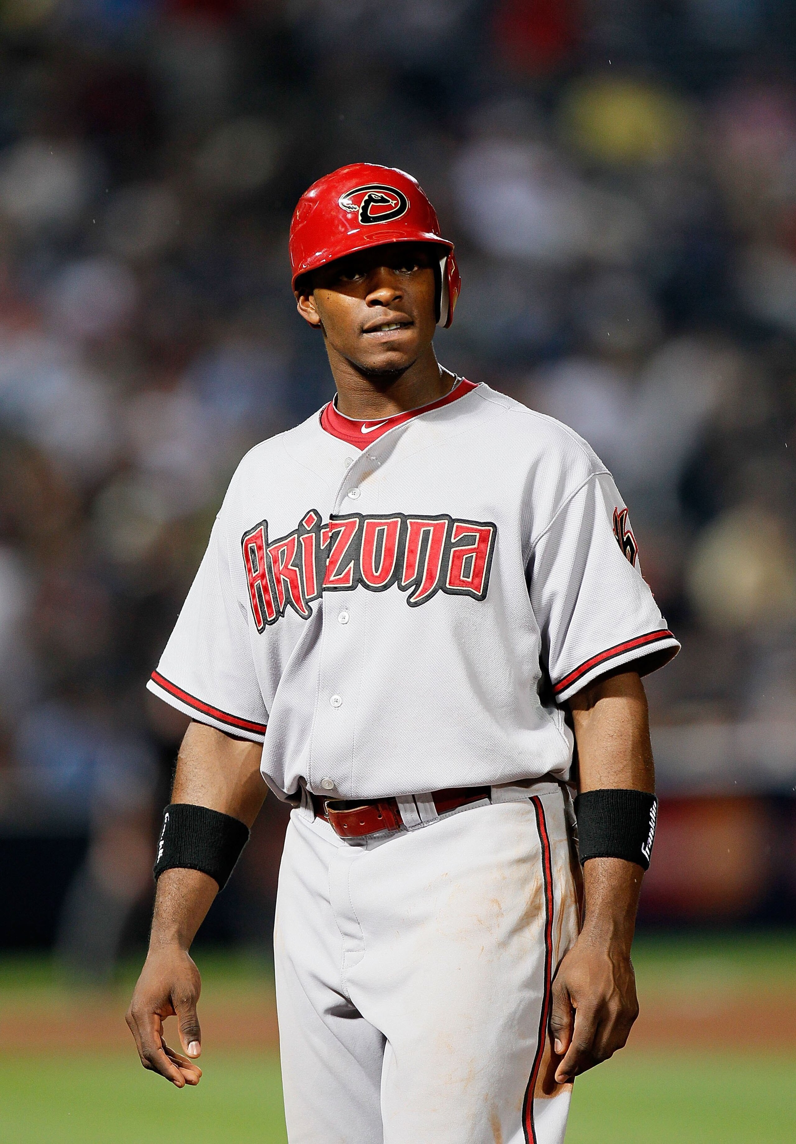 ATLANTA - MAY 14:  Justin Upton #10 of the Arizona Diamondbacks against the Atlanta Braves at Turner Field on May 14, 2010 in Atlanta, Georgia.  (Photo by Kevin C. Cox/Getty Images)