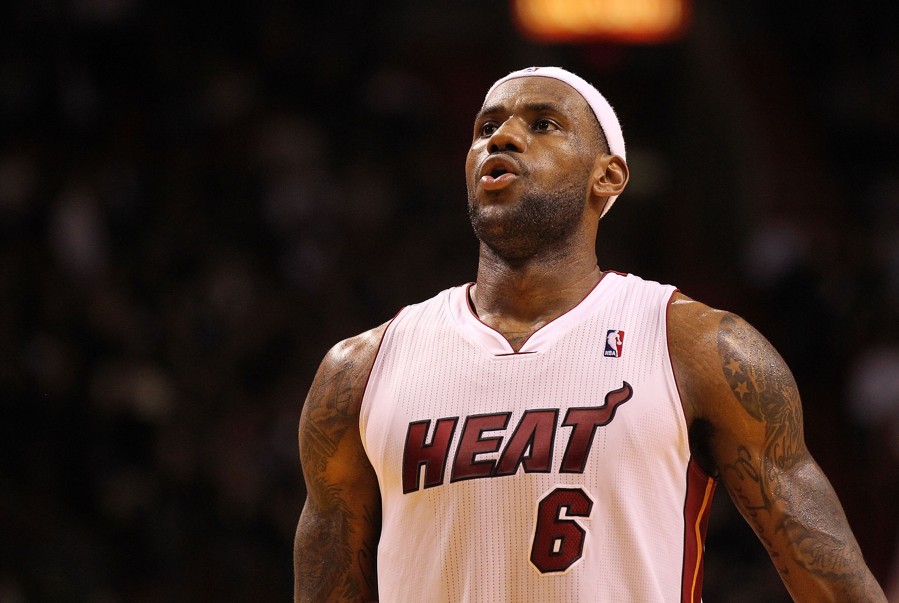 MIAMI, FL - DECEMBER 13:  LeBron James #6 of the Miami Heat takes a foul shot during a game against the New Orleans Hornets at American Airlines Arena on December 13, 2010 in Miami, Florida. NOTE TO USER: User expressly acknowledges and agrees that, by do
