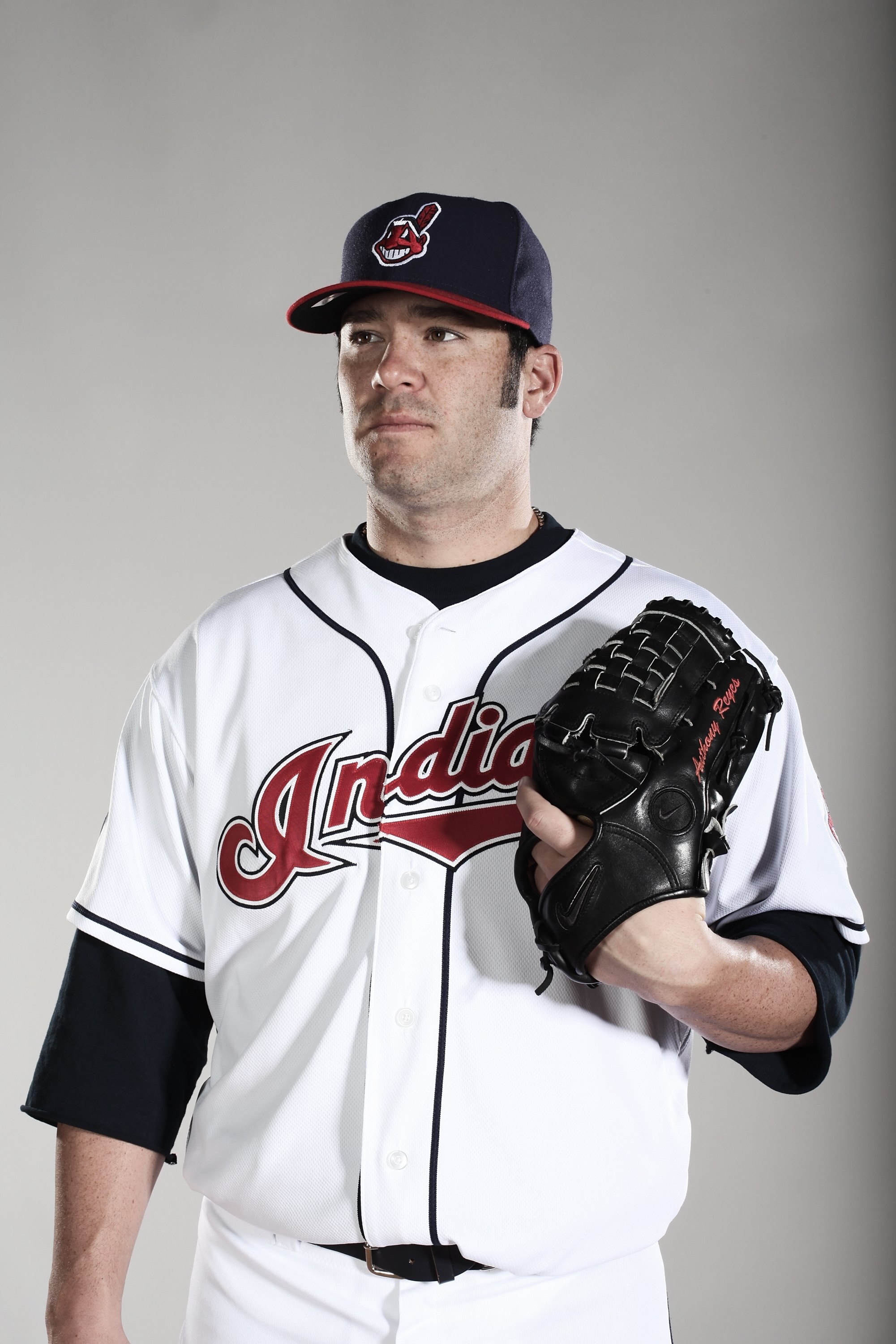 GOODYEAR, AZ - FEBRUARY 28:  (EDITORS NOTE: This images was digitally desaturated.) Anthony Reyes #70 poses for a portrait during the Cleveland Indians Photo Day at the training complex at Goodyear Stadium on February 28, 2010 in Goodyear, Arizona.  (Phot