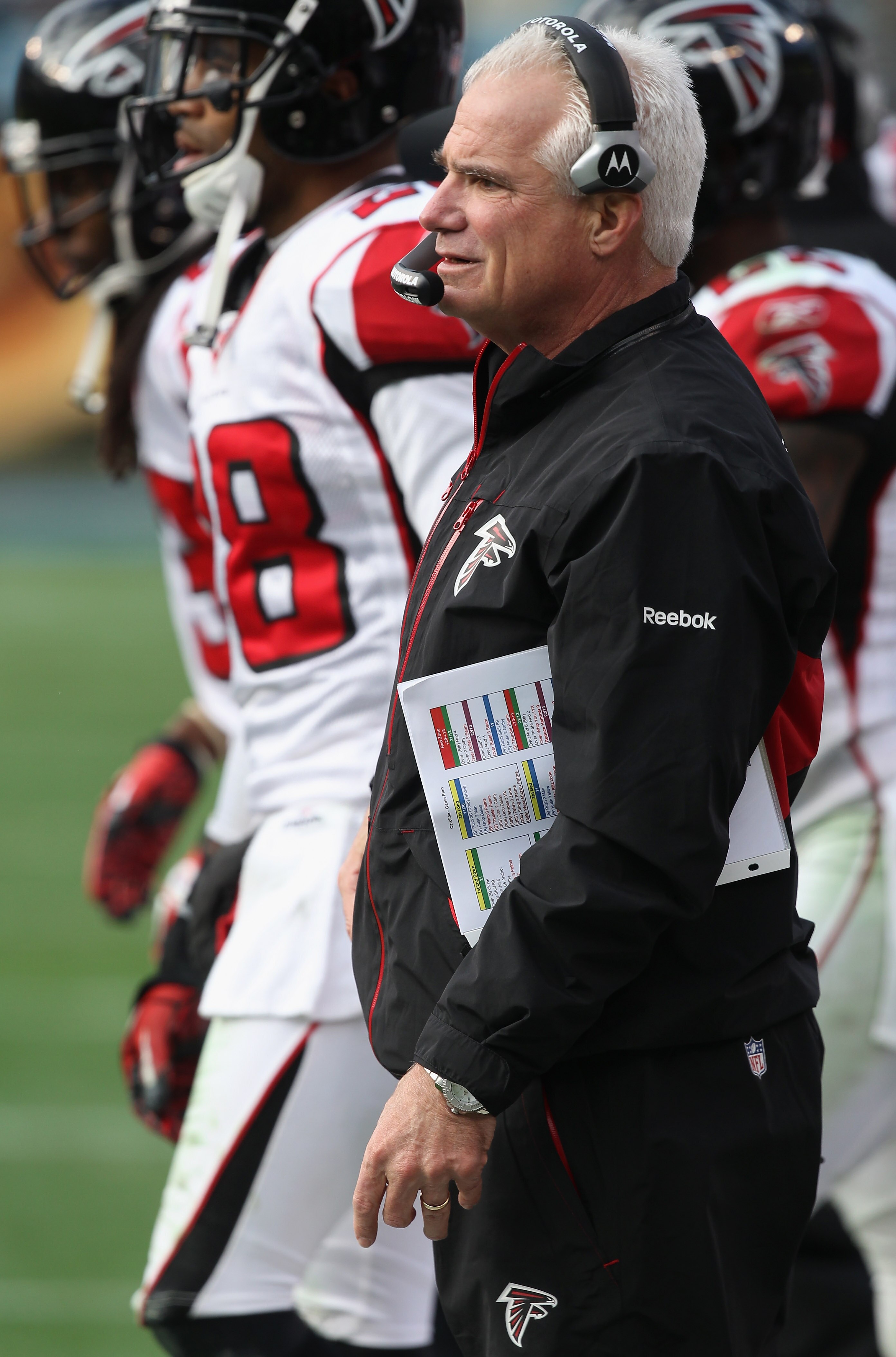 CHARLOTTE, NC - DECEMBER 12:  Head coach Mike Smith of the Atlanta Falcons watches on against the Carolina Panthers during their game at Bank of America Stadium on December 12, 2010 in Charlotte, North Carolina.  (Photo by Streeter Lecka/Getty Images)