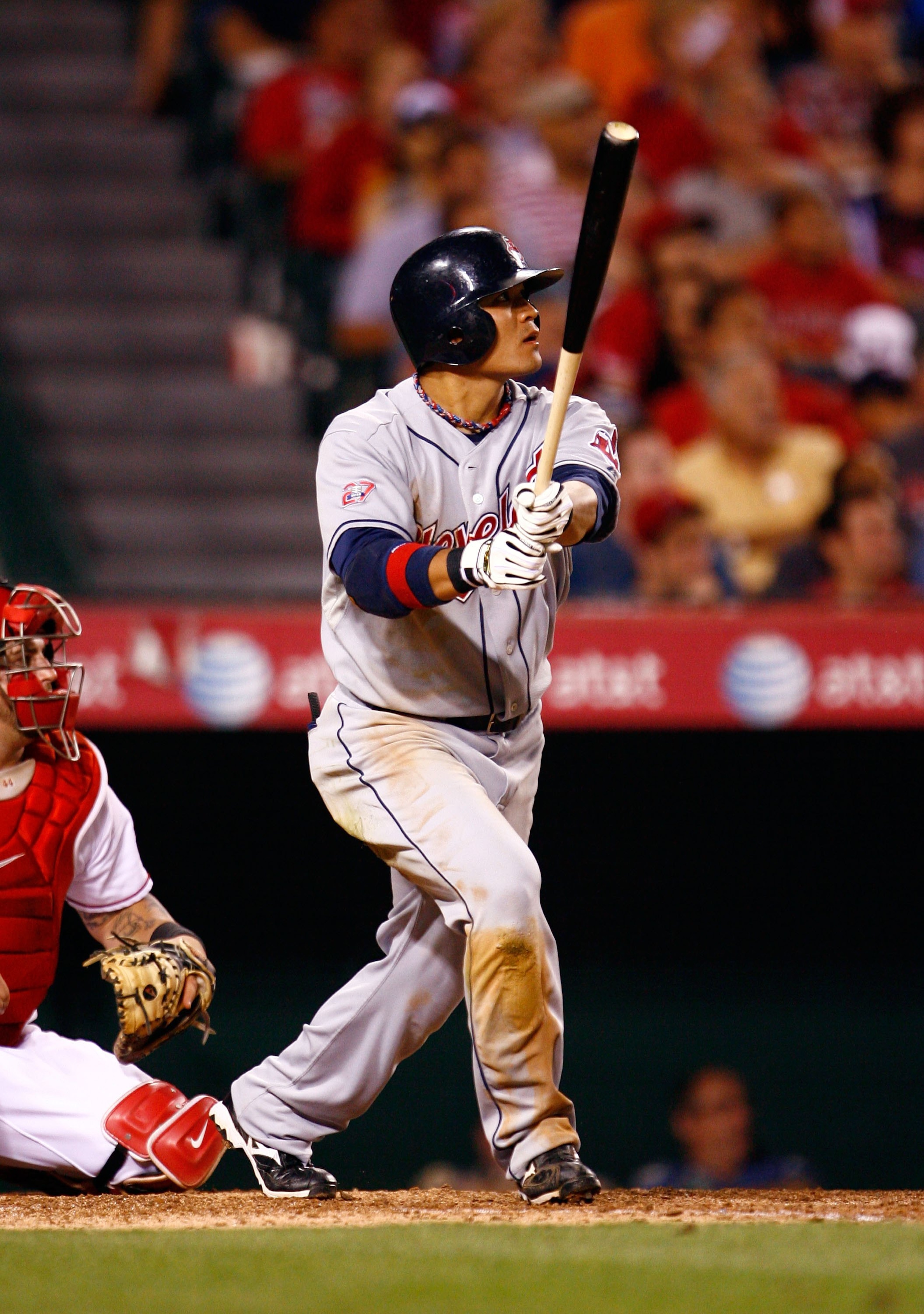ANAHEIM, CA - JULY 27: Shin-Soo Choo #17 of the Cleveland Indians bats against the Los Angeles Angels of Anaheim at Angel Stadium on July 27, 2009 in Anaheim, California. (Photo by Jeff Gross/Getty Images) ANAHEIM, CA - JULY 27: Shin-Soo Choo #17 of the Cleveland Indians bats against the Los Angeles Angels of Anaheim at Angel Stadium on July 27, 2009 in Anaheim, California. (Photo by Jeff Gross/Getty Images)